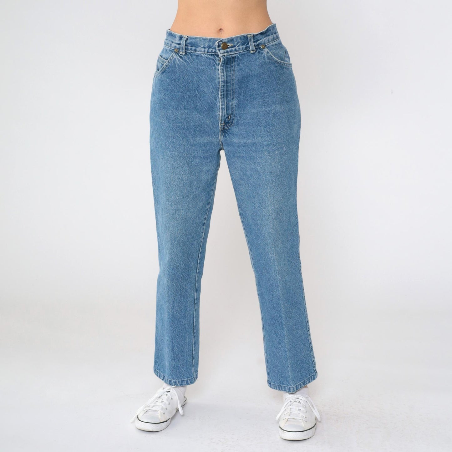 80s Chic High Waist Straight Leg Jeans Blue Denim Small