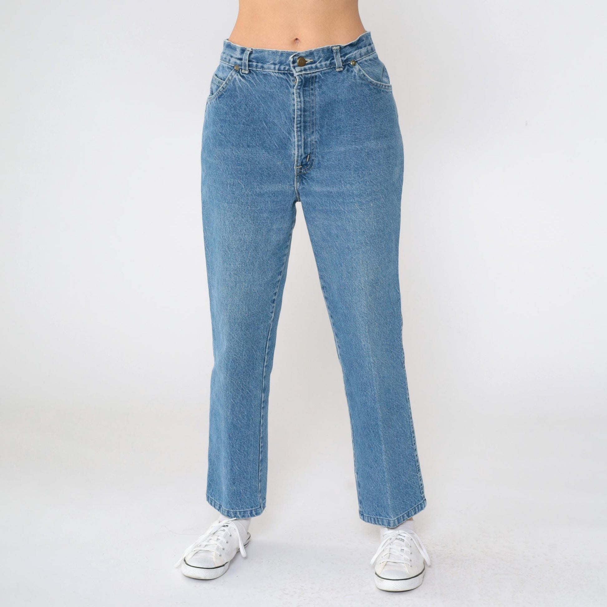 80s Chic High Waist Straight Leg Jeans Blue Denim Small