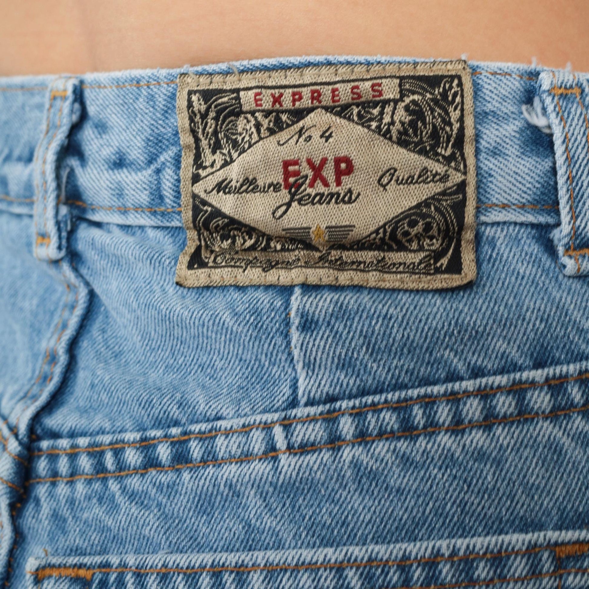 90s Express High Rise Slim Straight Jeans Blue Denim Small 3/4