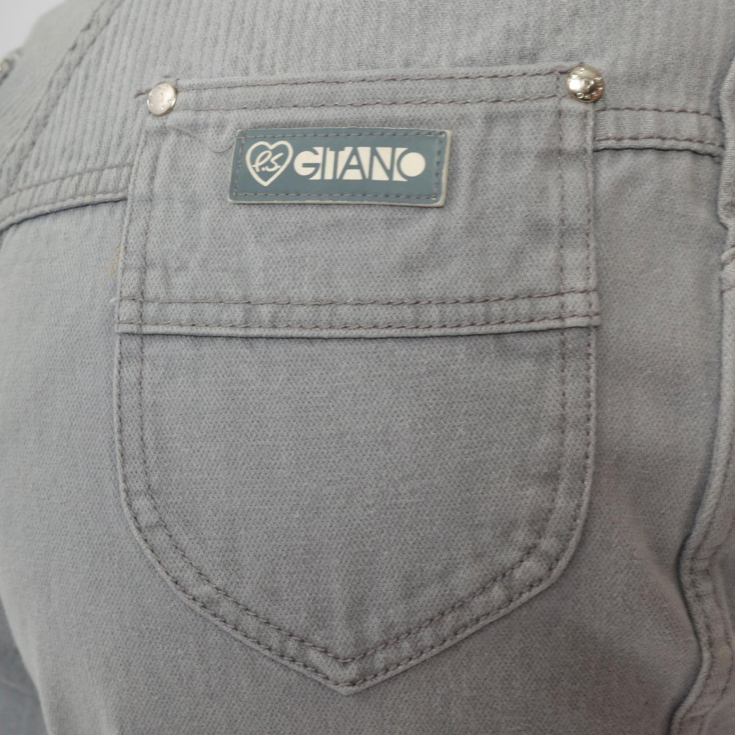 90s Gitano Grey High-Waisted Tapered Jeans Ribbed Yoke Small