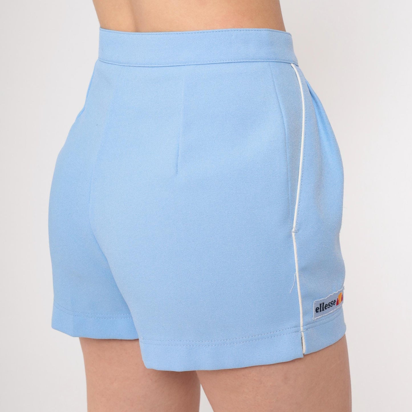 80s Ellesse Tennis Shorts Baby Blue High Rise Pleated Small