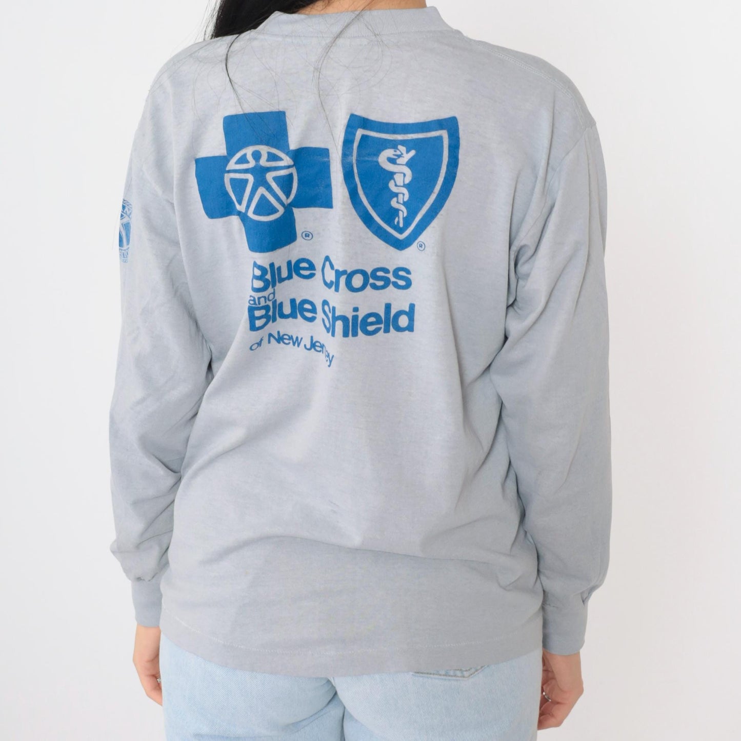 1986 Belmar 5 Mile Run Long Sleeve Graphic Tee Grey Sailboat Medium Large