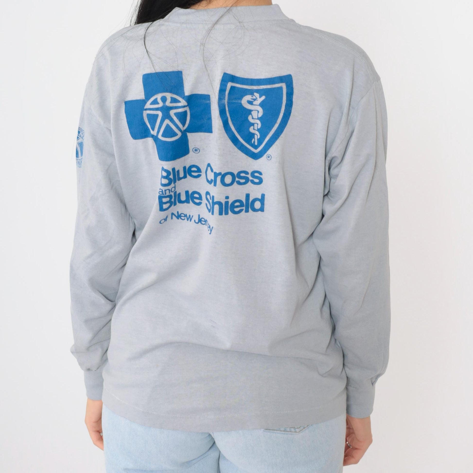 1986 Belmar 5 Mile Run Long Sleeve Graphic Tee Grey Sailboat Medium Large