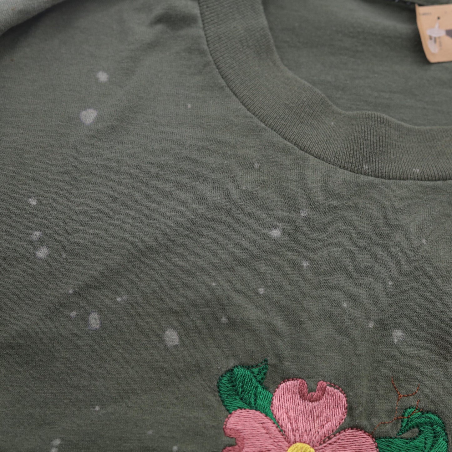 90s Arkansas Embroidered Floral T-Shirt Olive Green Graphic Tee Large