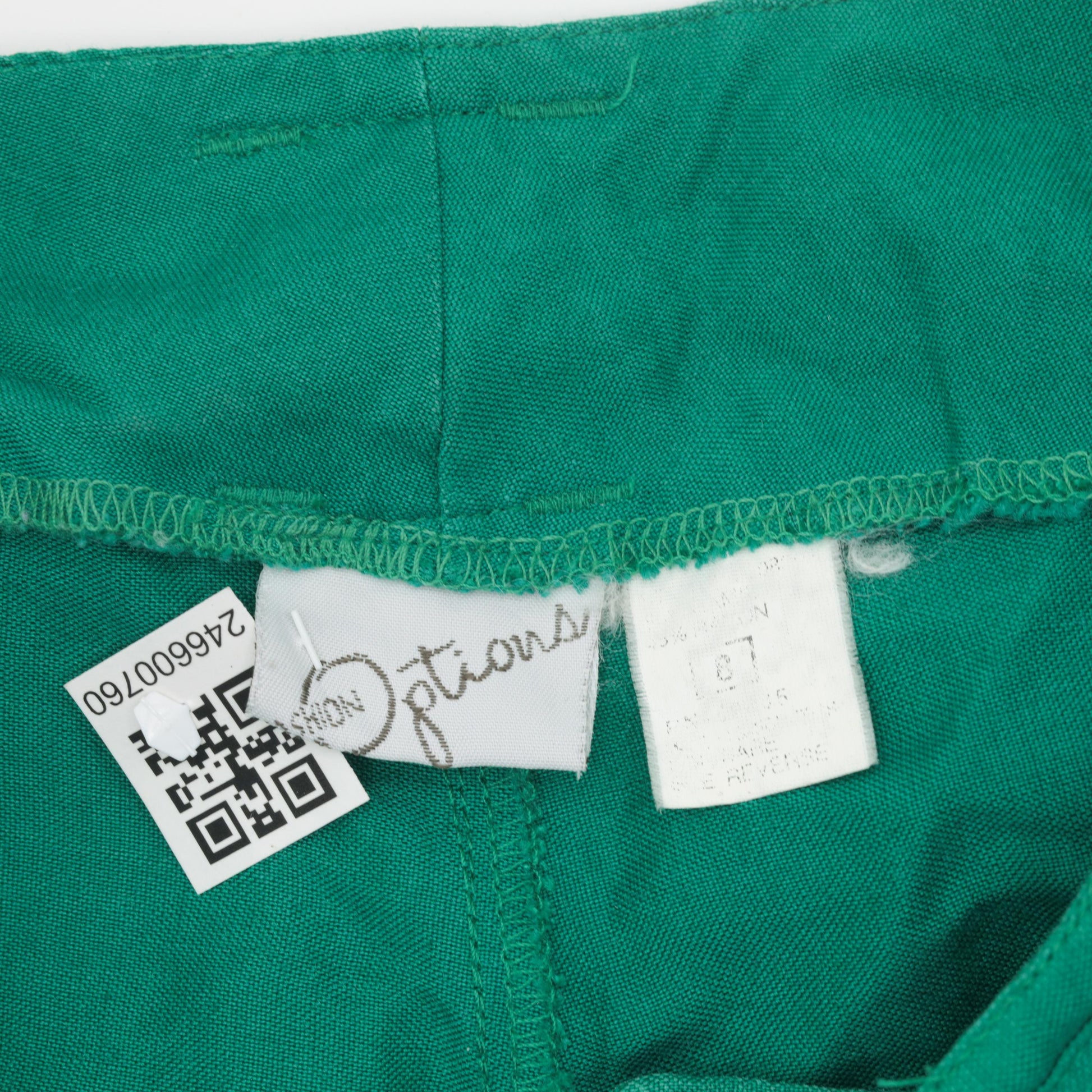 90s Green Pleated High-Waist Shorts Cotton Preppy Small