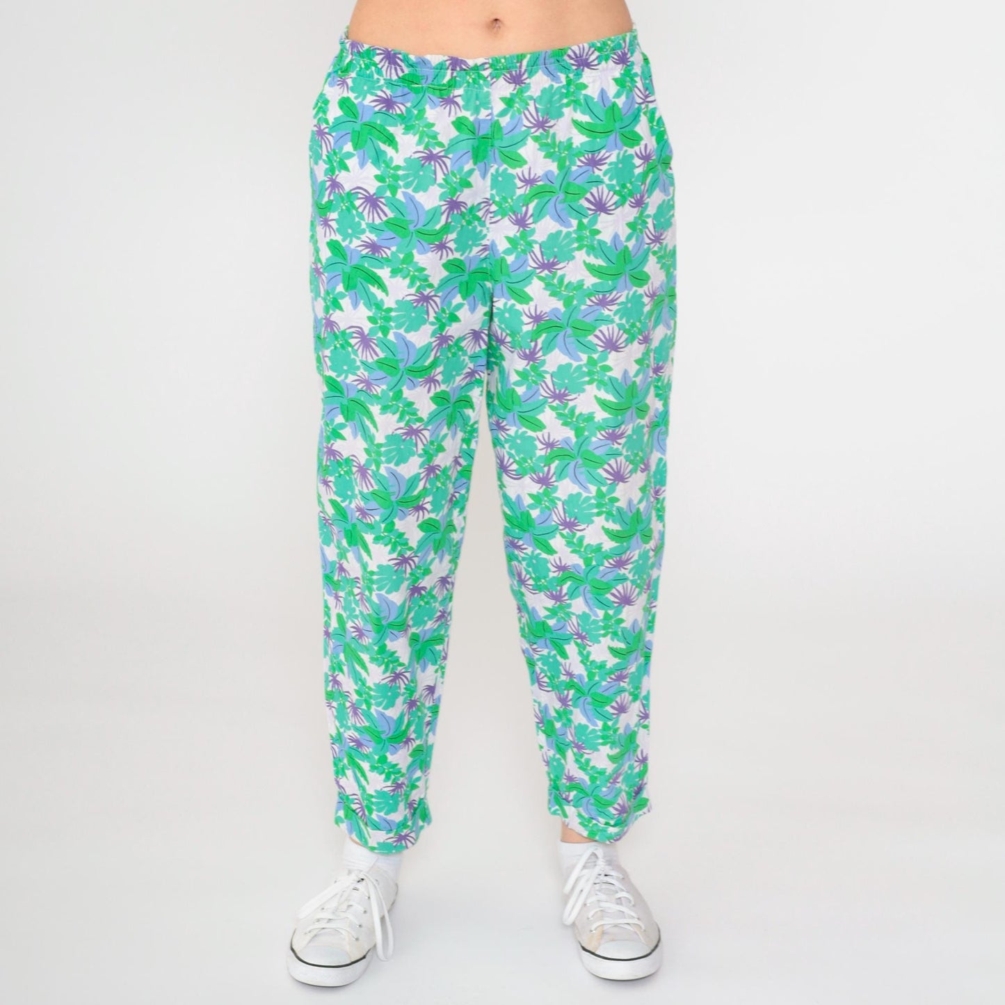 90s Catalina Tropical Floral High-Waist Tapered Pants Small Medium
