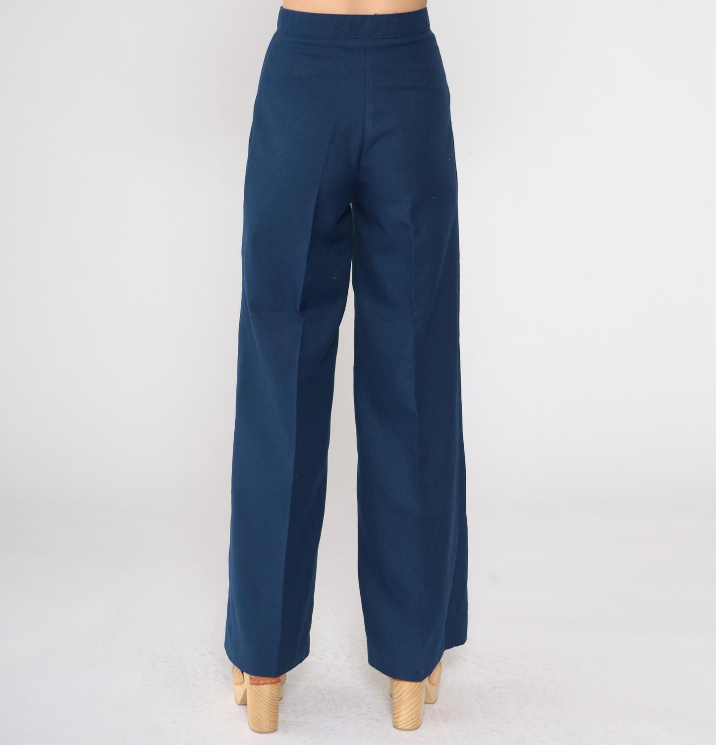 70s Navy Bell Bottom Pants High Waist Vintage Tomboy of California Extra Small
