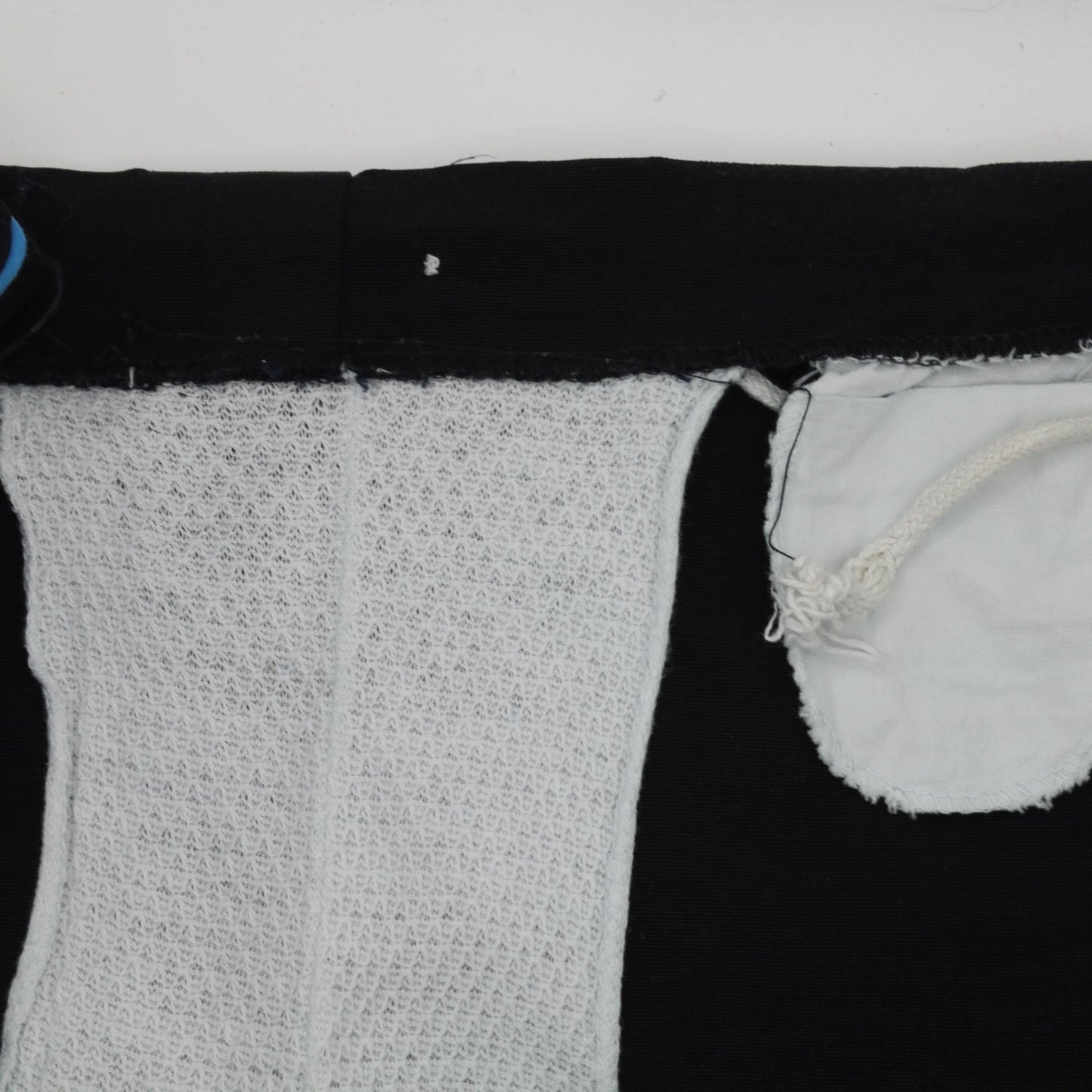 70s Black Athletic Shorts High Waist Mesh Lined Blue Stripe Small