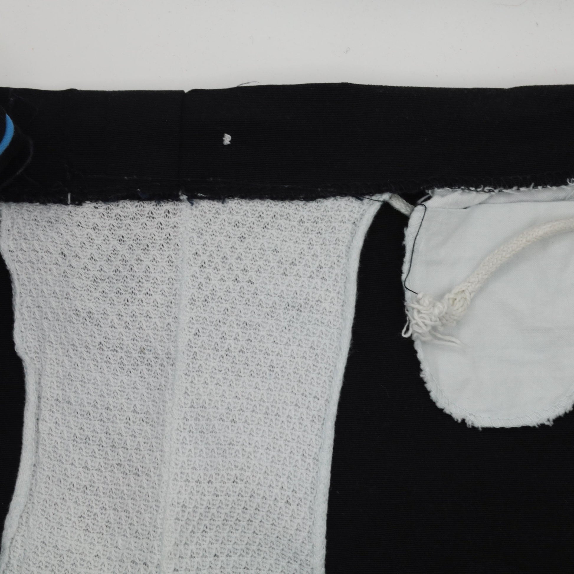 70s Black Athletic Shorts High Waist Mesh Lined Blue Stripe Small