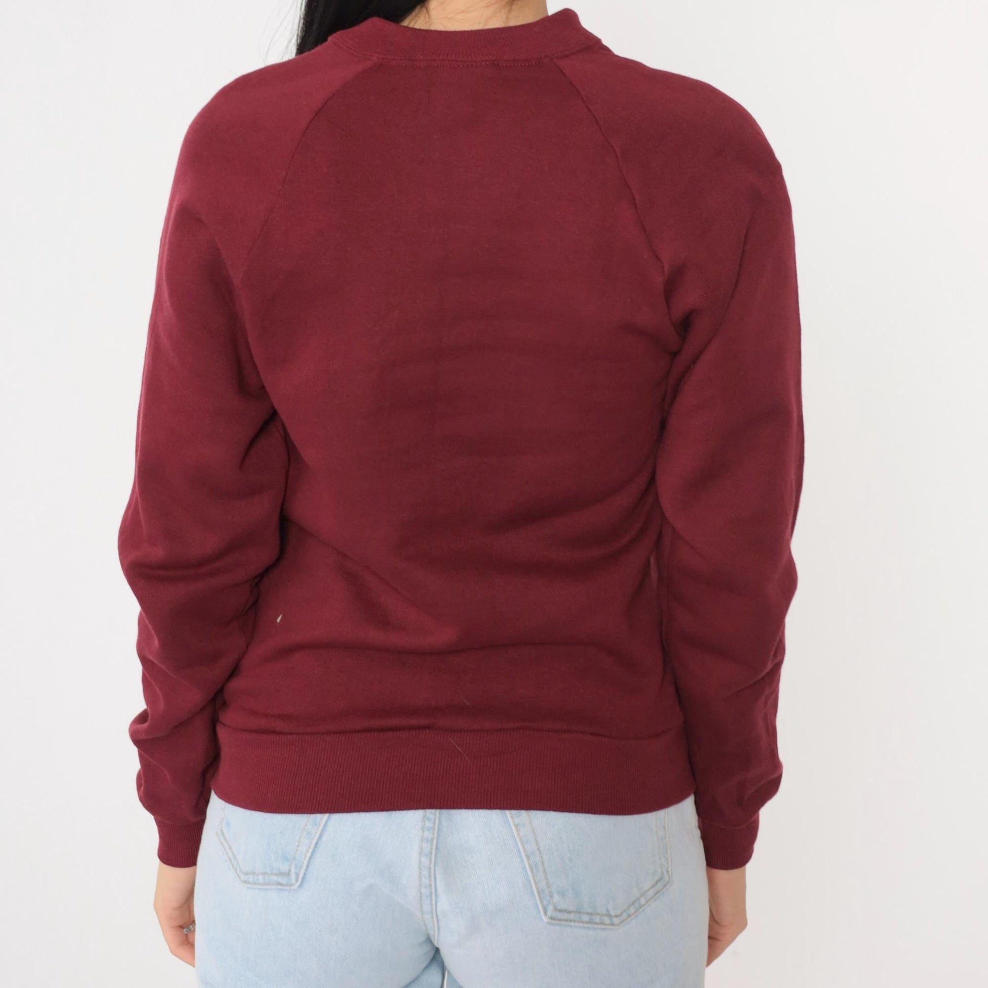 90s Jerzees Burgundy Crewneck Sweatshirt Raglan Sleeve Extra Small