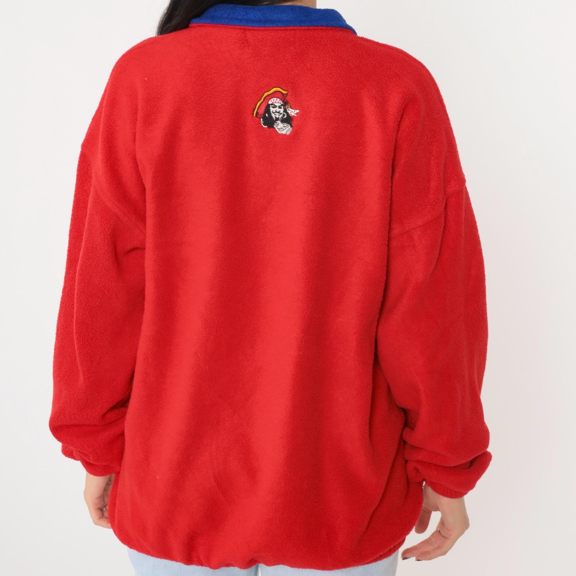 90s Captain Morgan Spiced Rum Quarter Zip Fleece Sweatshirt Red Extra Large XXL