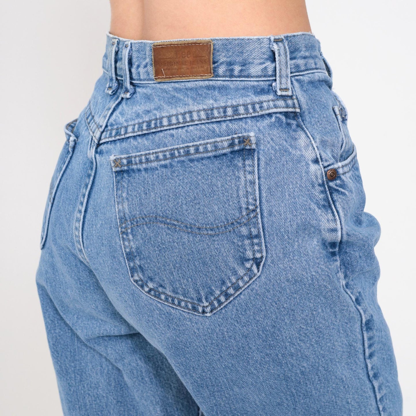 90s Lee High Waist Tapered Jeans Blue Denim Medium
