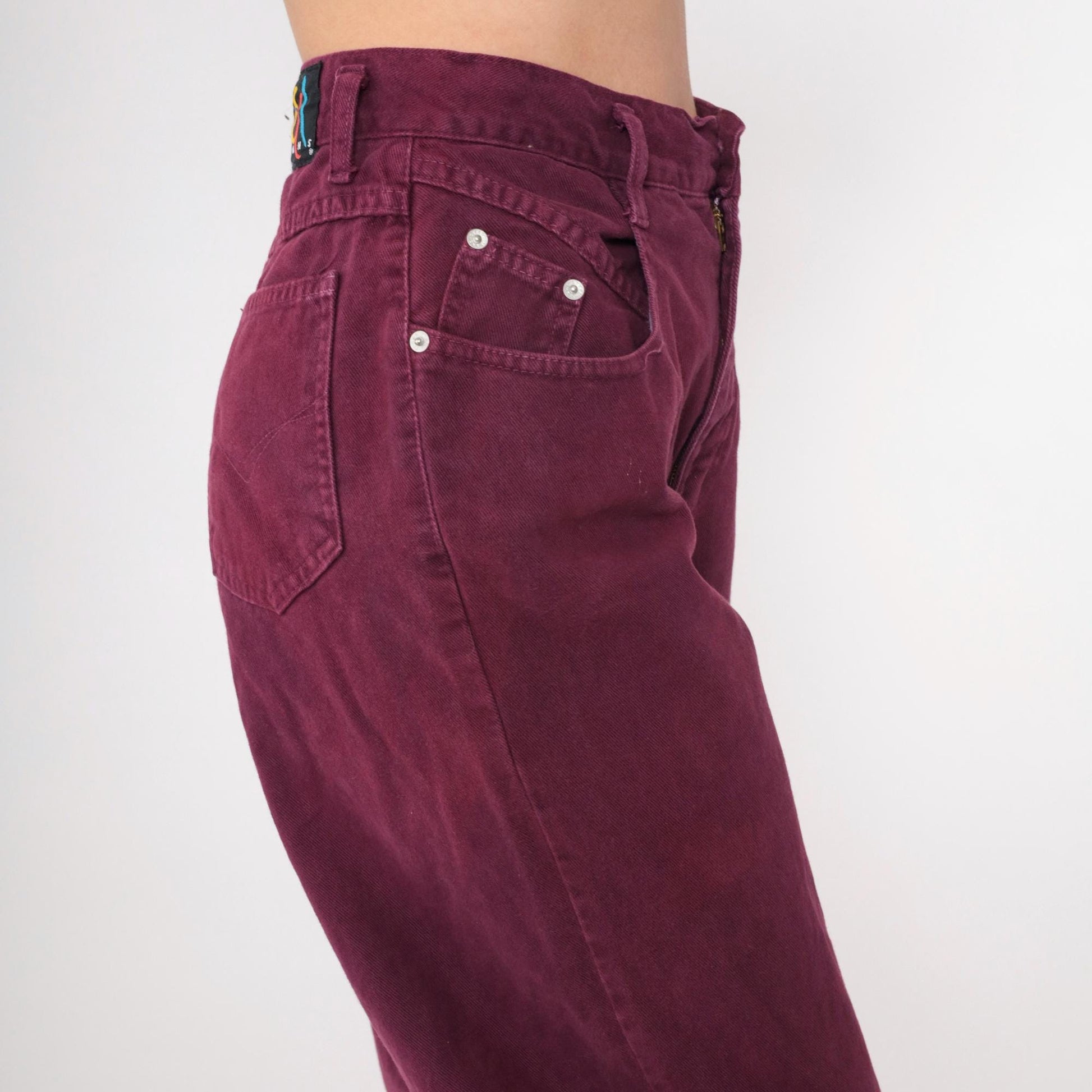 90s Steel Plum High-Waist Tapered Jeans Cotton Small