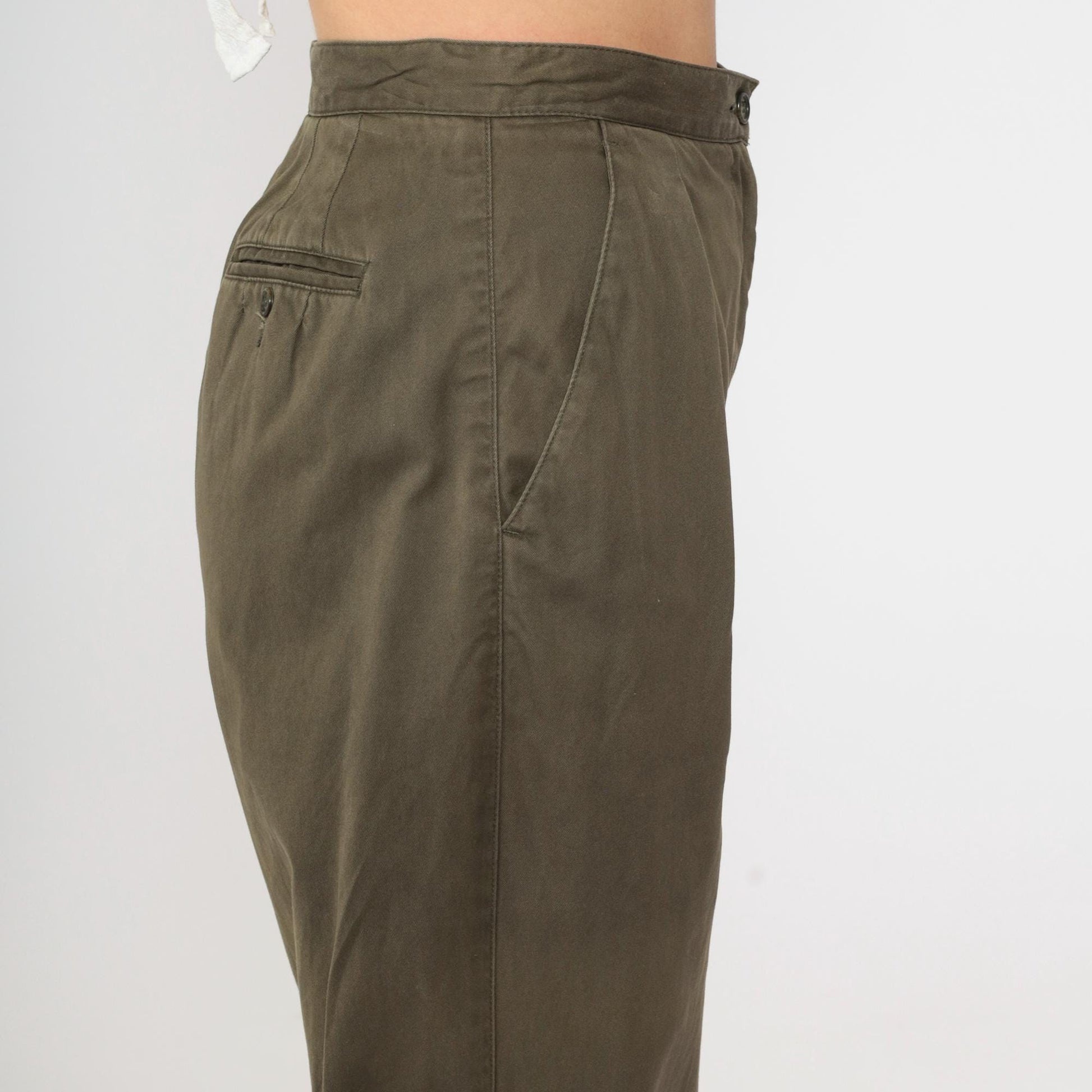 Y2K Liz Claiborne Brown Cotton Pleated Trousers High Rise Small 4