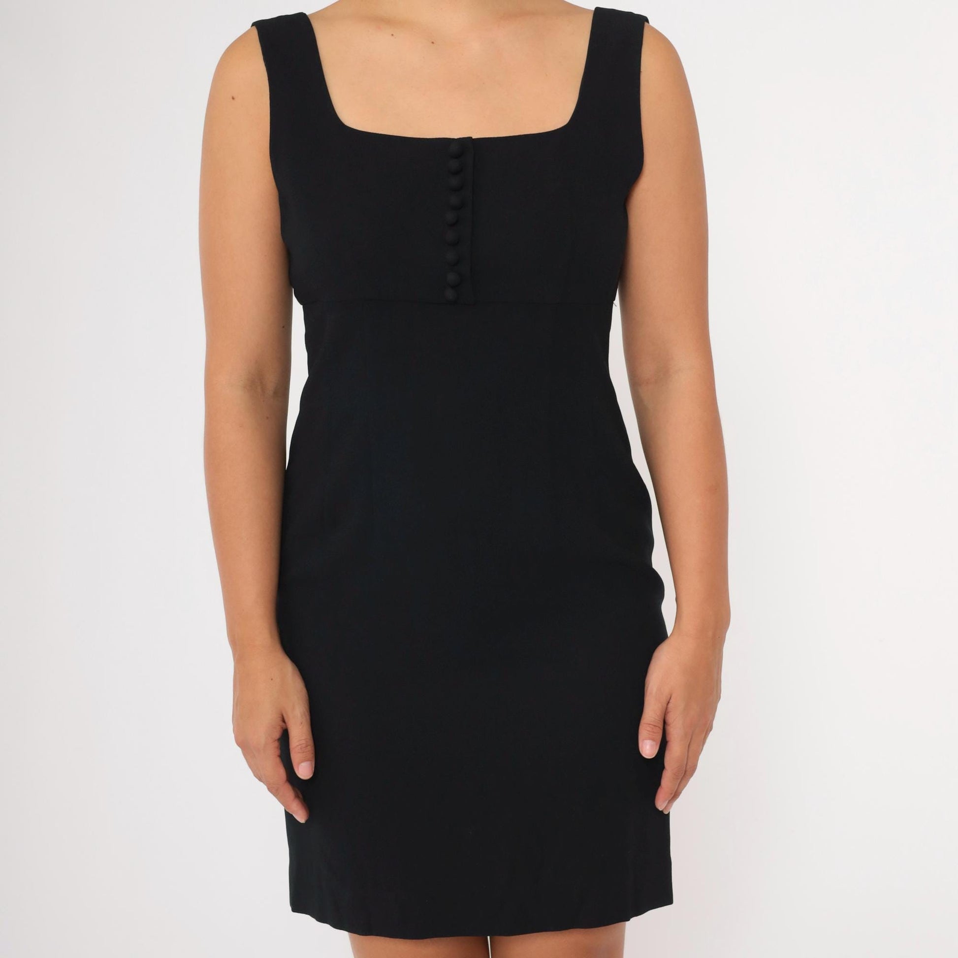 90s Liz Claiborne Black Mini Dress Empire Waist Sleeveless Small