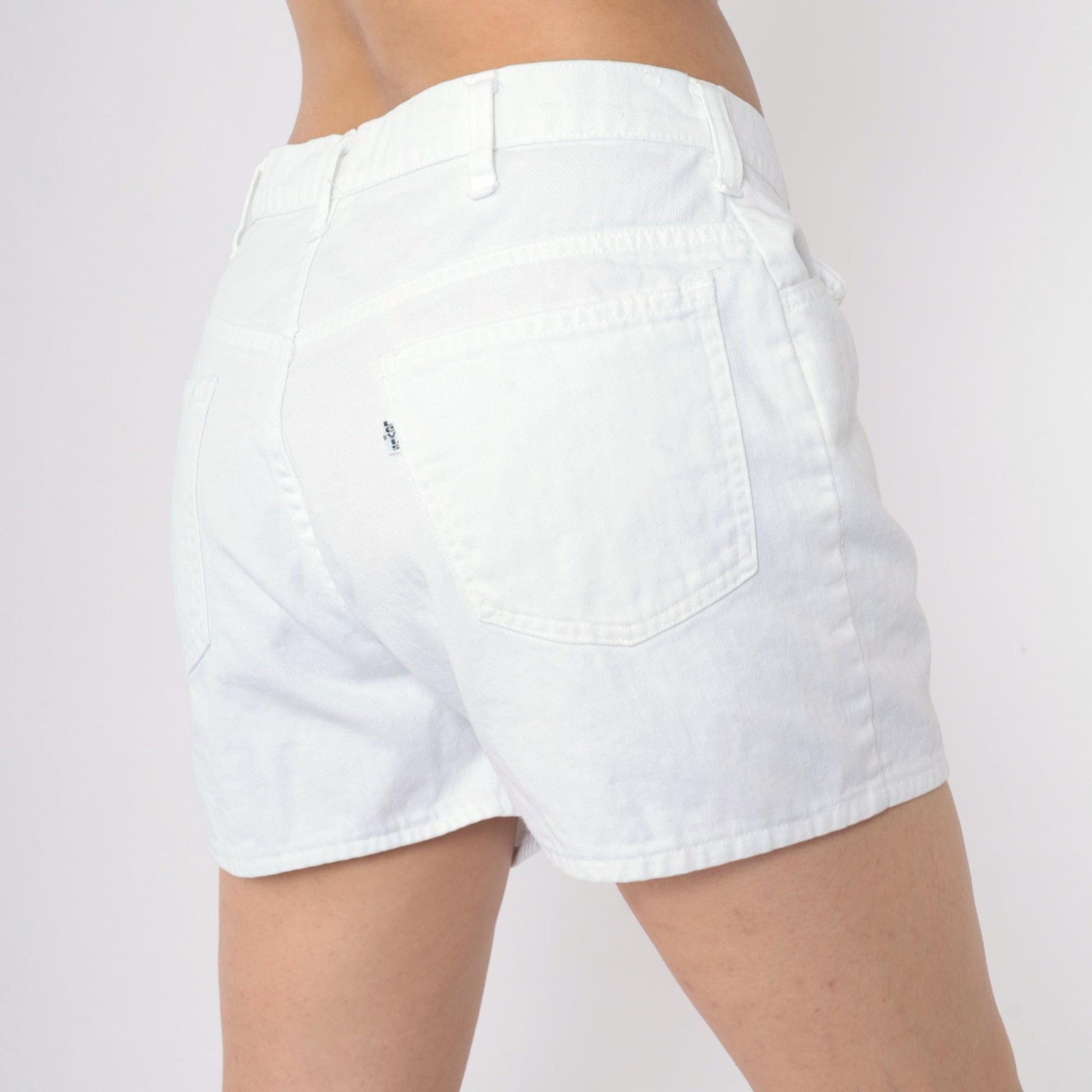 90s Levi's White Denim Shorts High Rise Jean Shorts Large L
