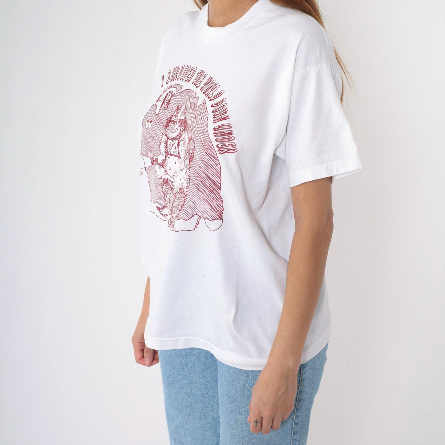 90s Rolla Middle School Spelunkers Graphic T-Shirt White Caveman Tee Large