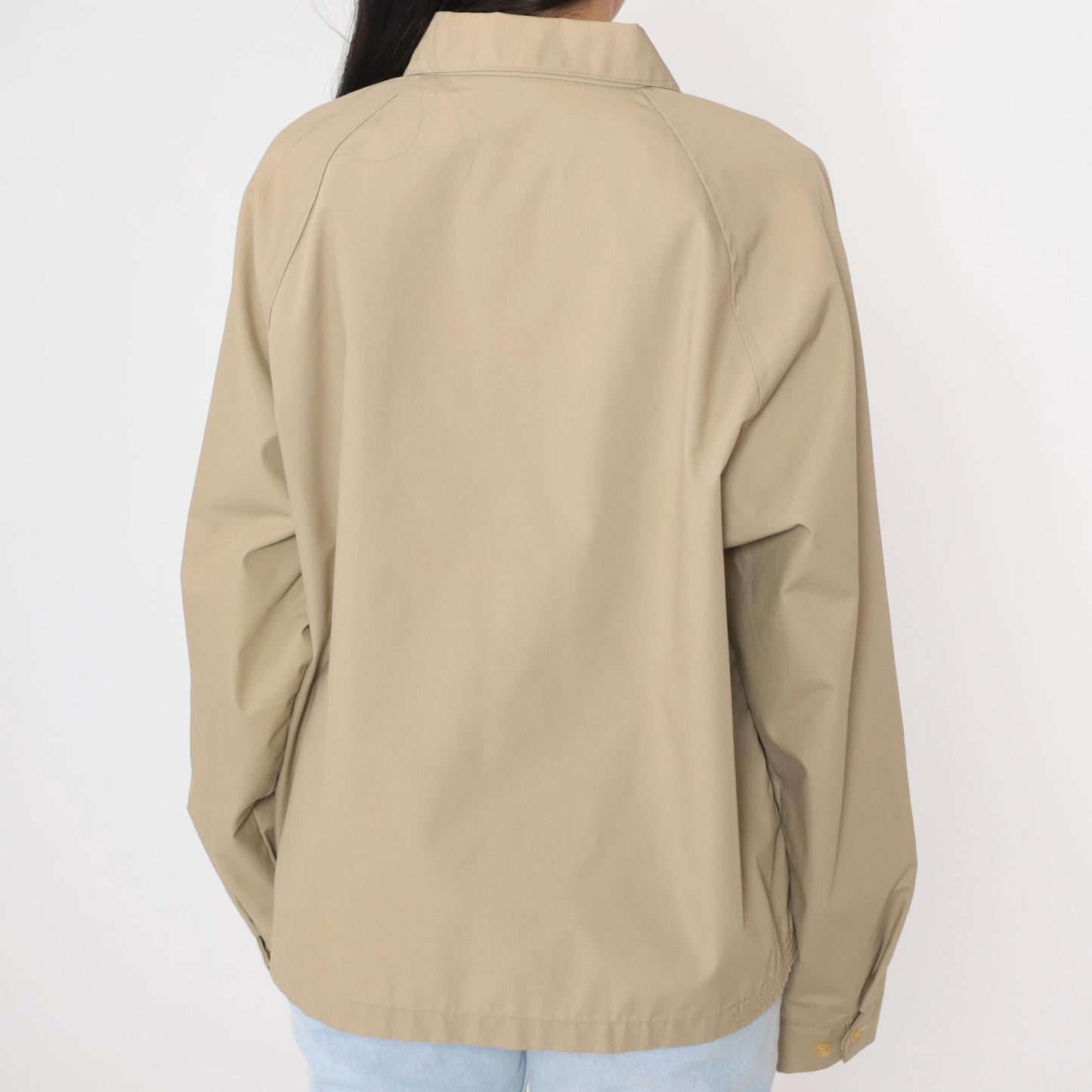 80s Khaki Windbreaker Jacket Zip Up Raglan Sleeve Men's Extra Large XL