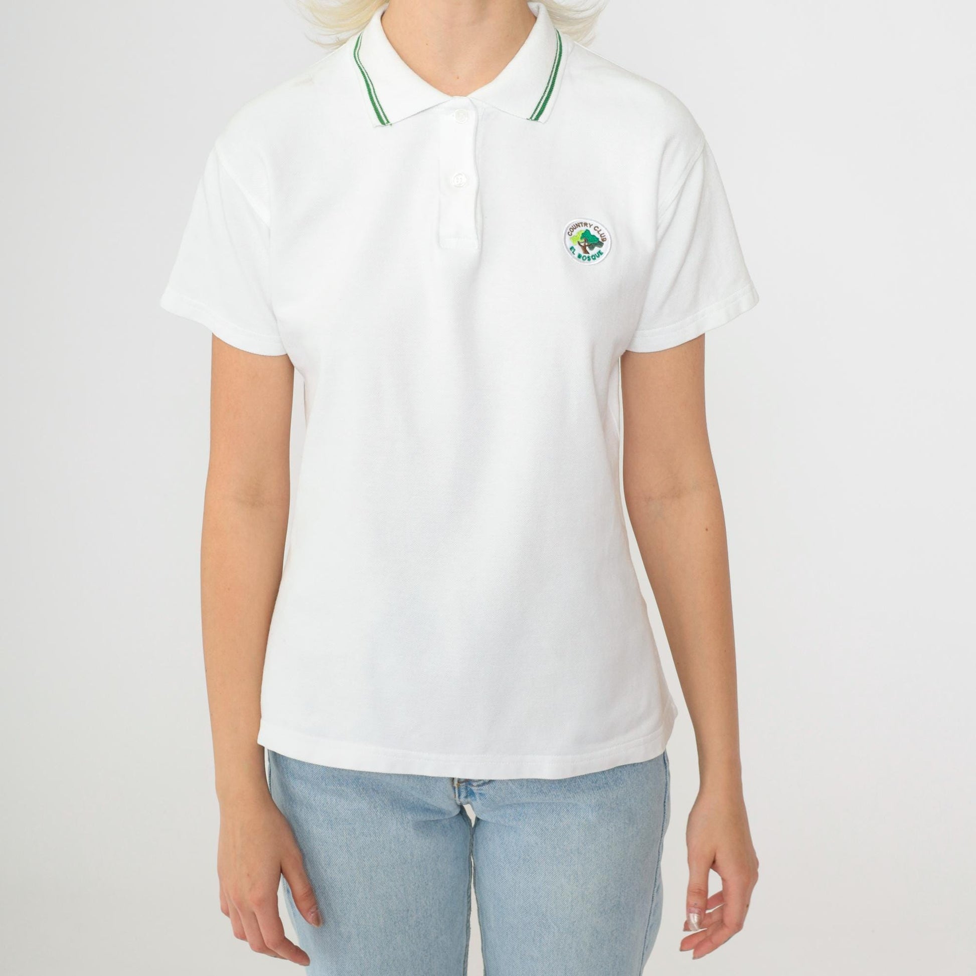 90s El Bosque Country Club Golf Polo Shirt White Medium M