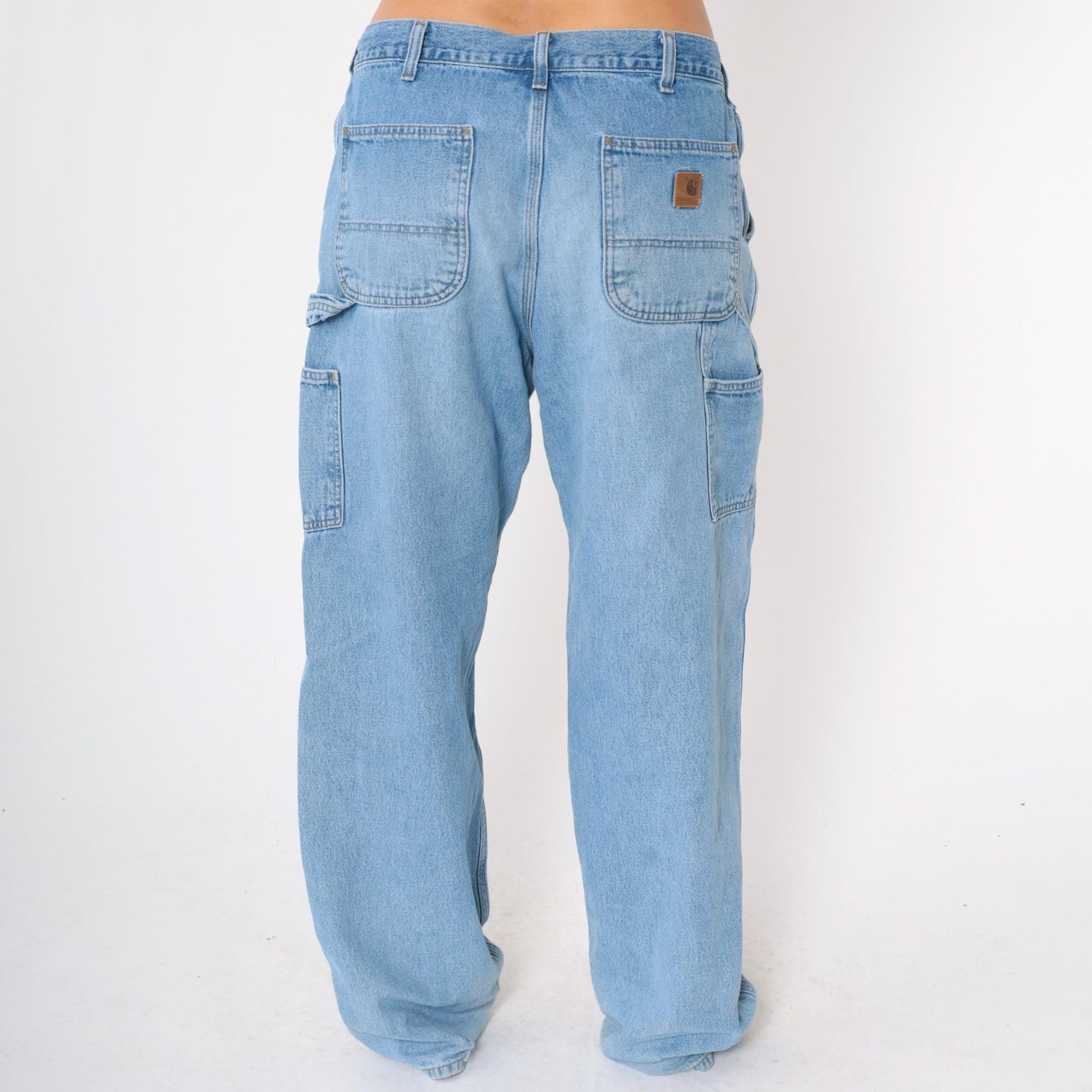 Y2K Carhartt Carpenter Jeans Ripped Blue Denim High Waisted 36x34