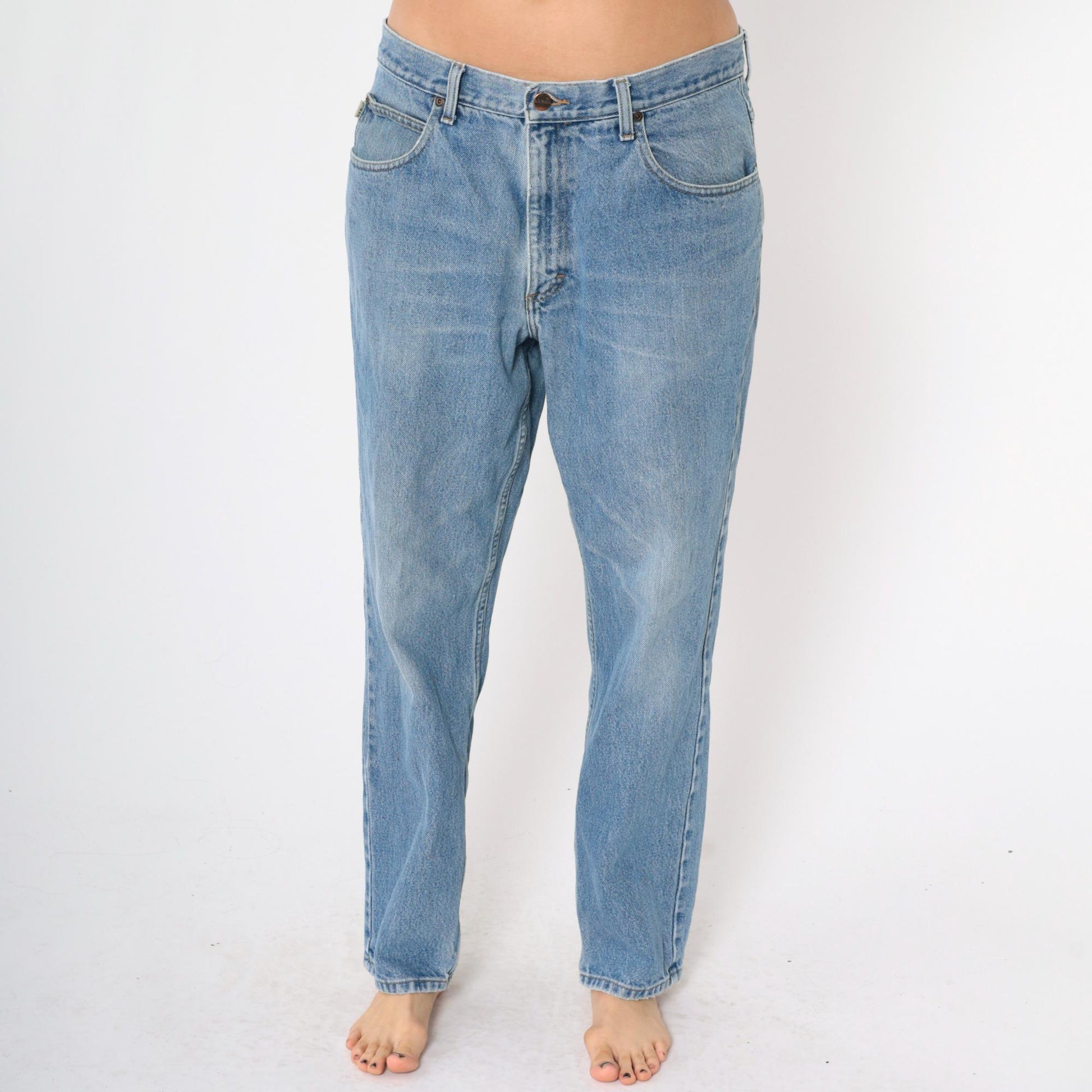 90s L.L. Bean Jeans Men's High Rise Straight Leg Faded Blue Denim 34W