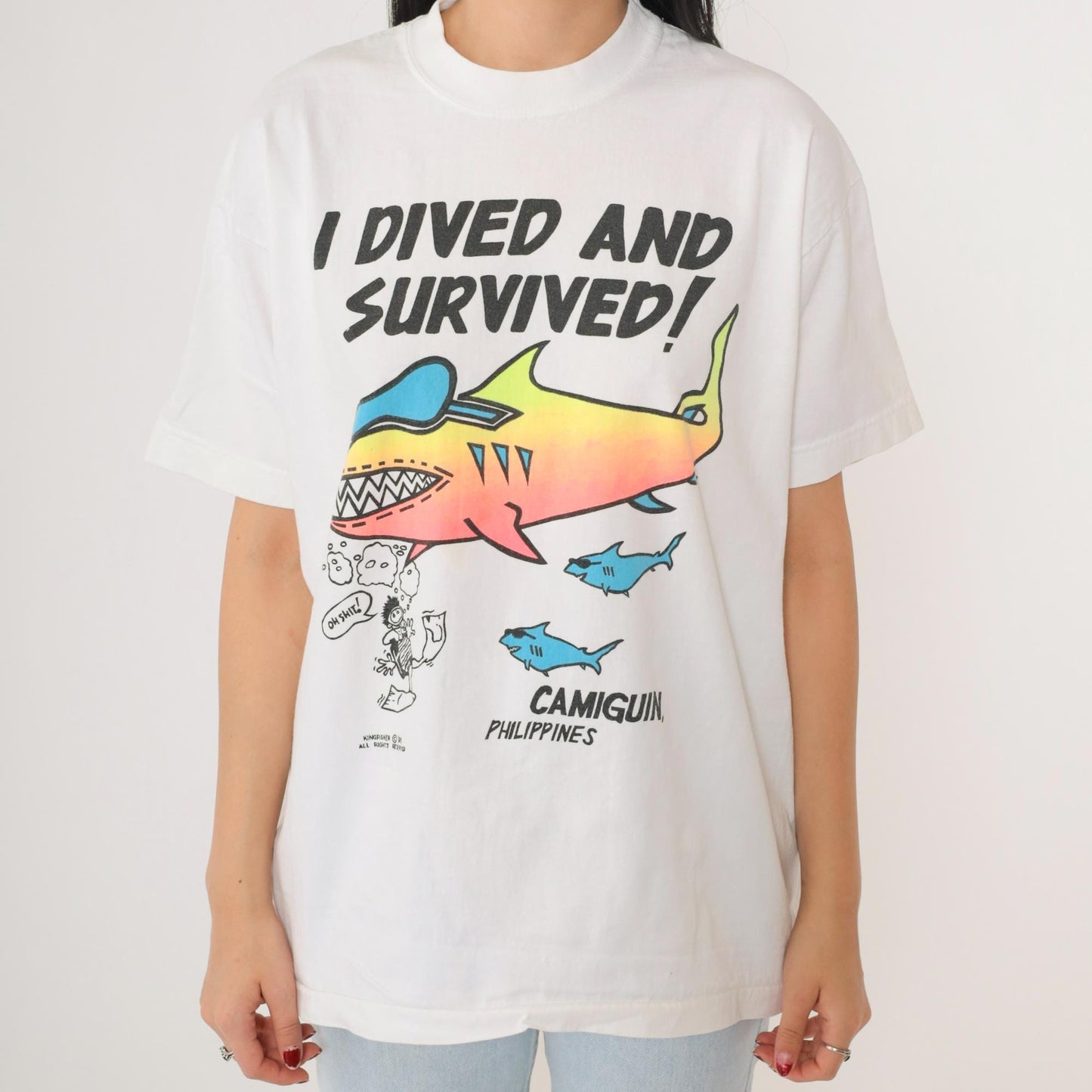 90s Camiguin Philippines Scuba Diving Shark Graphic Tee XL
