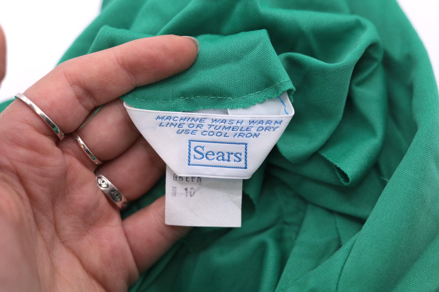 70s Green Midi Shirtdress Button-Up Collar High Waist Long Sleeve Small