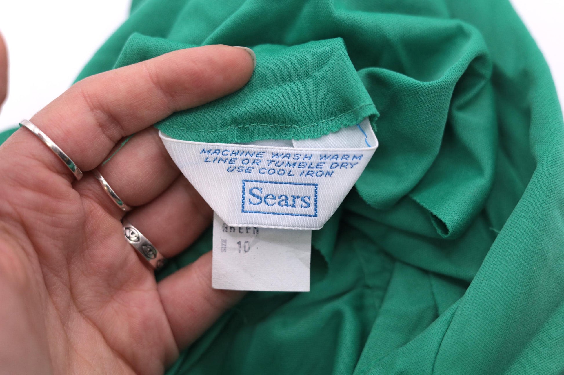 70s Green Midi Shirtdress Button-Up Collar High Waist Long Sleeve Small