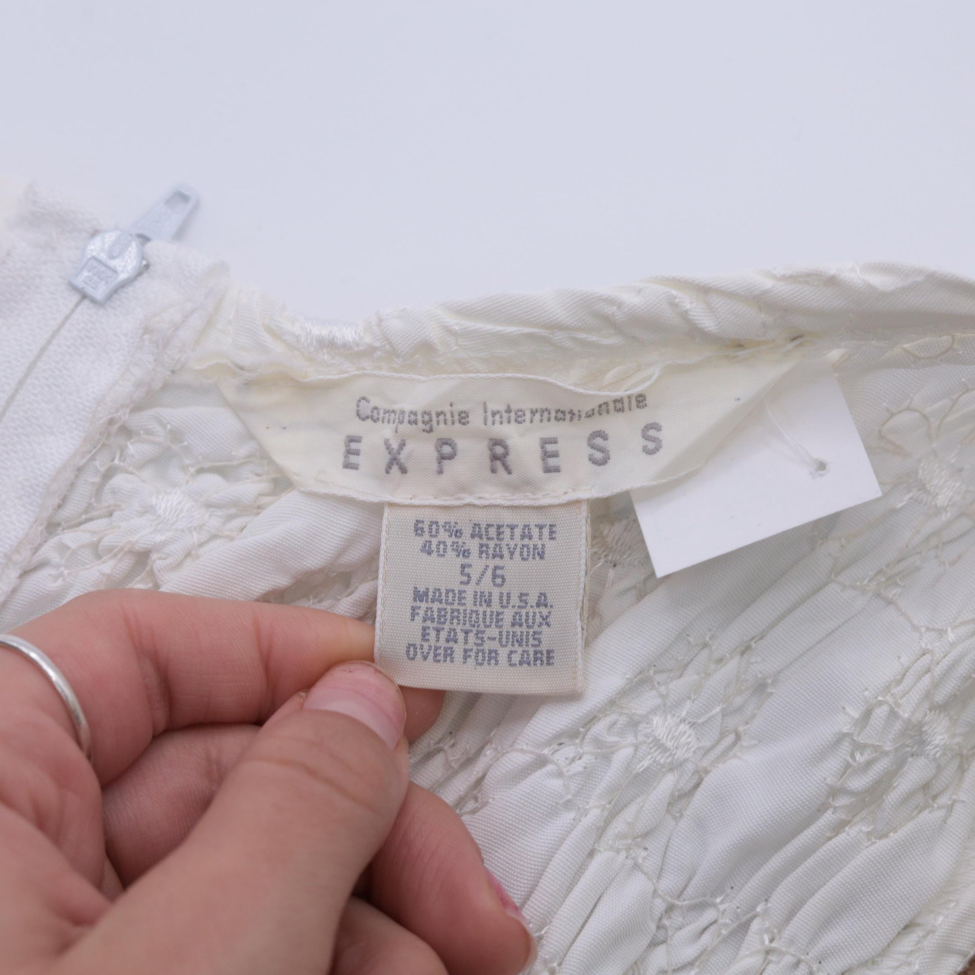 90s Express White Smocked Jumpsuit Sleeveless Wide Leg Scoop Neck Small