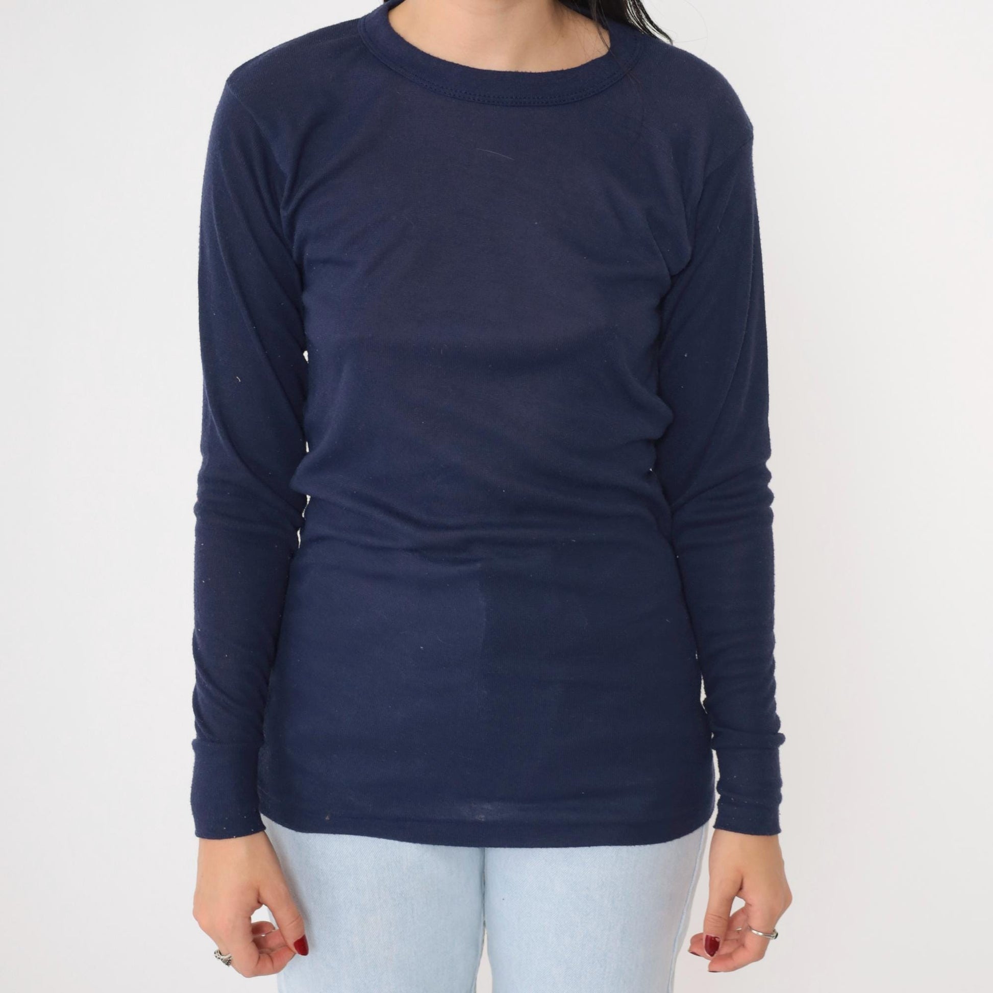 80s Navy Thermal Long Sleeve Undershirt Small Medium