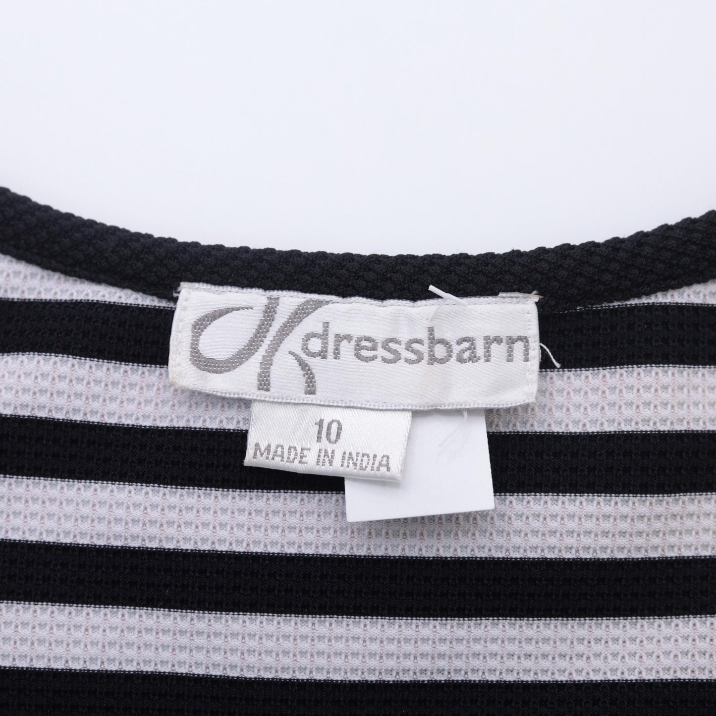 Y2K Black and White Striped Midi Dress Double-Breasted Scoop Neck Medium