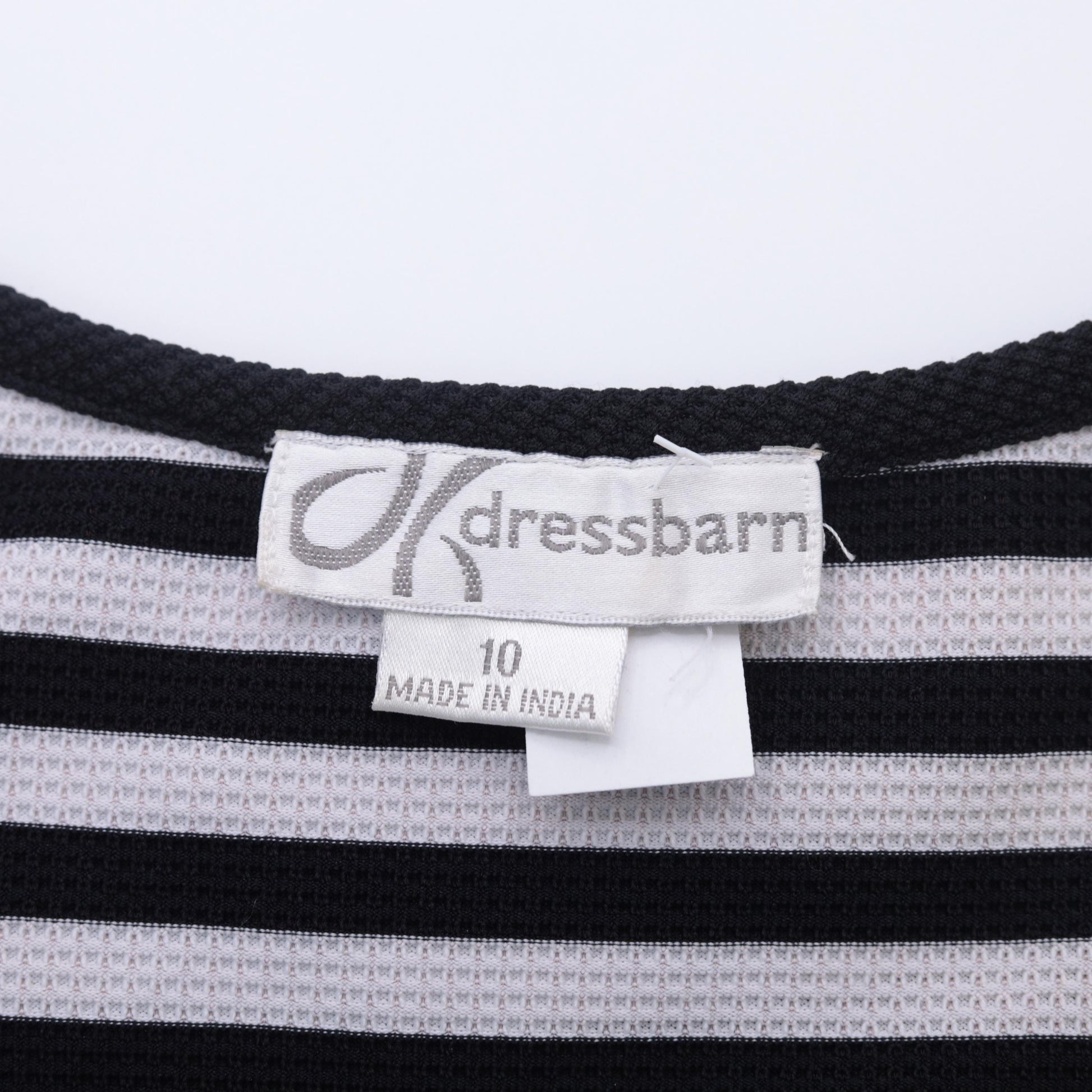 Y2K Black and White Striped Midi Dress Double-Breasted Scoop Neck Medium