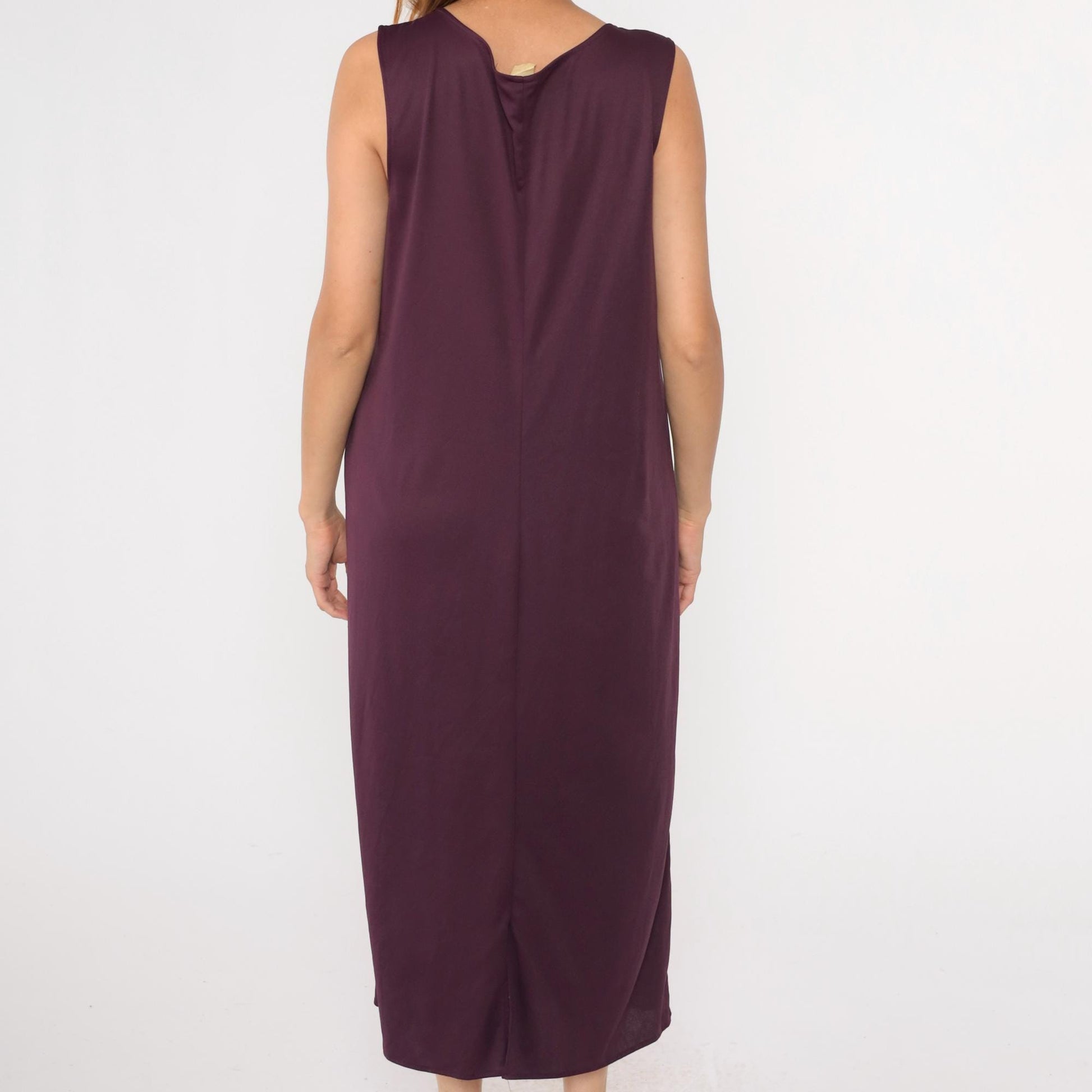 90s Purple Shift Dress Ankle Length Sleeveless Scoop Neck Maxi Extra Large