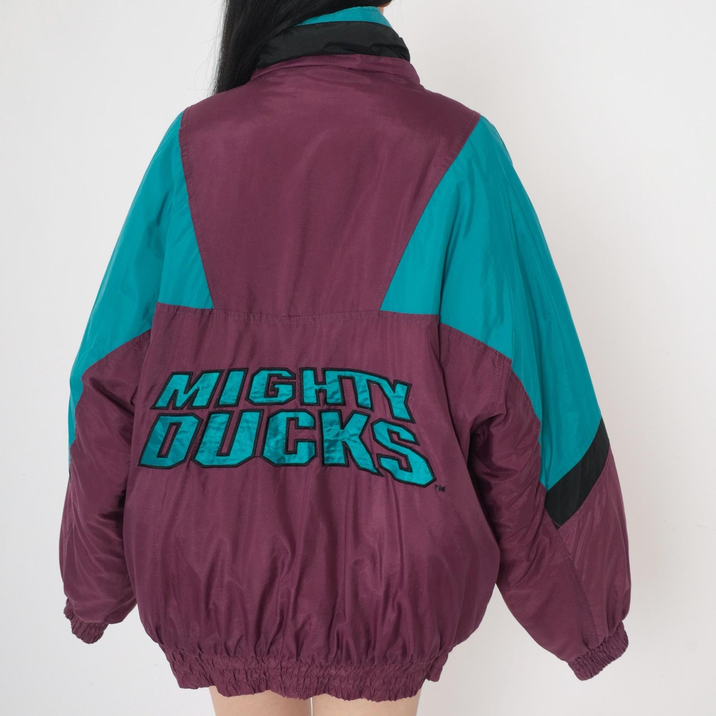 90s Anaheim Mighty Ducks NHL Puffer Jacket Chalk Line Zip Up Extra Large XL