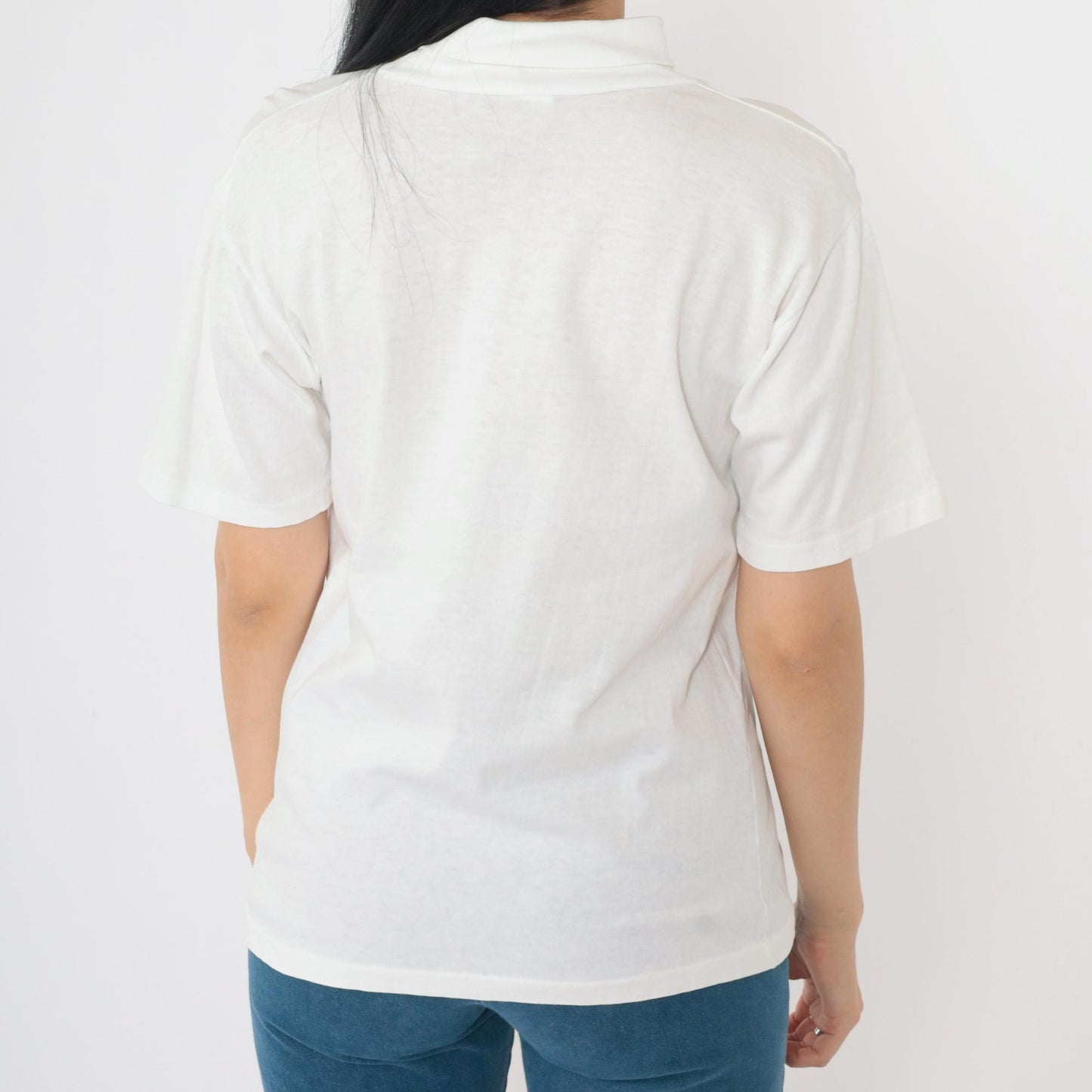 80s Munsingwear White Turtleneck Short Sleeve Top Medium M