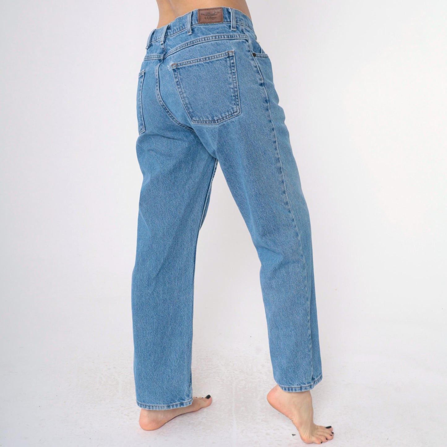 90s L.L. Bean Straight Leg Jeans High Rise Blue Denim 34x29