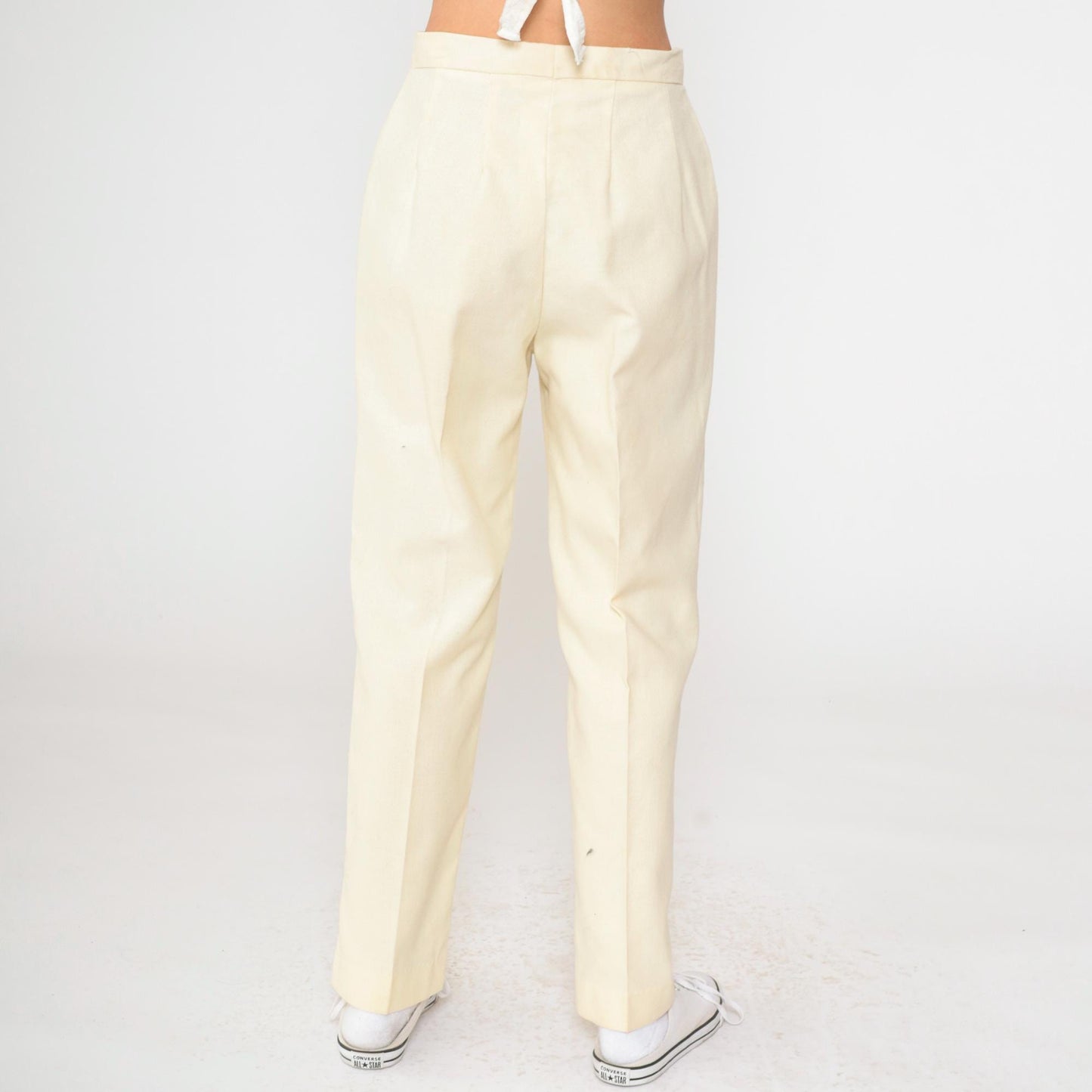 70s Levi's For Gals Sta-Prest Cream Straight Leg Trousers High Waist Small