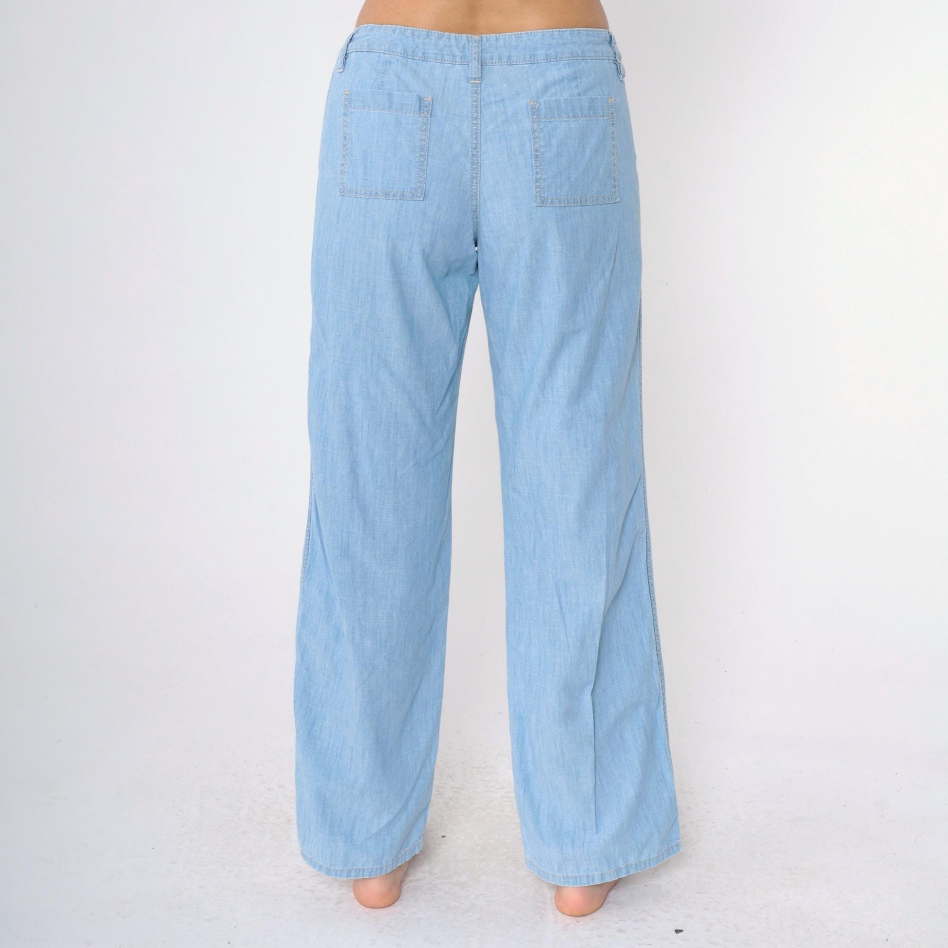 Tommy Bahama Light Wash Straight Leg Jeans Drawstring Waist Low Rise Size 8