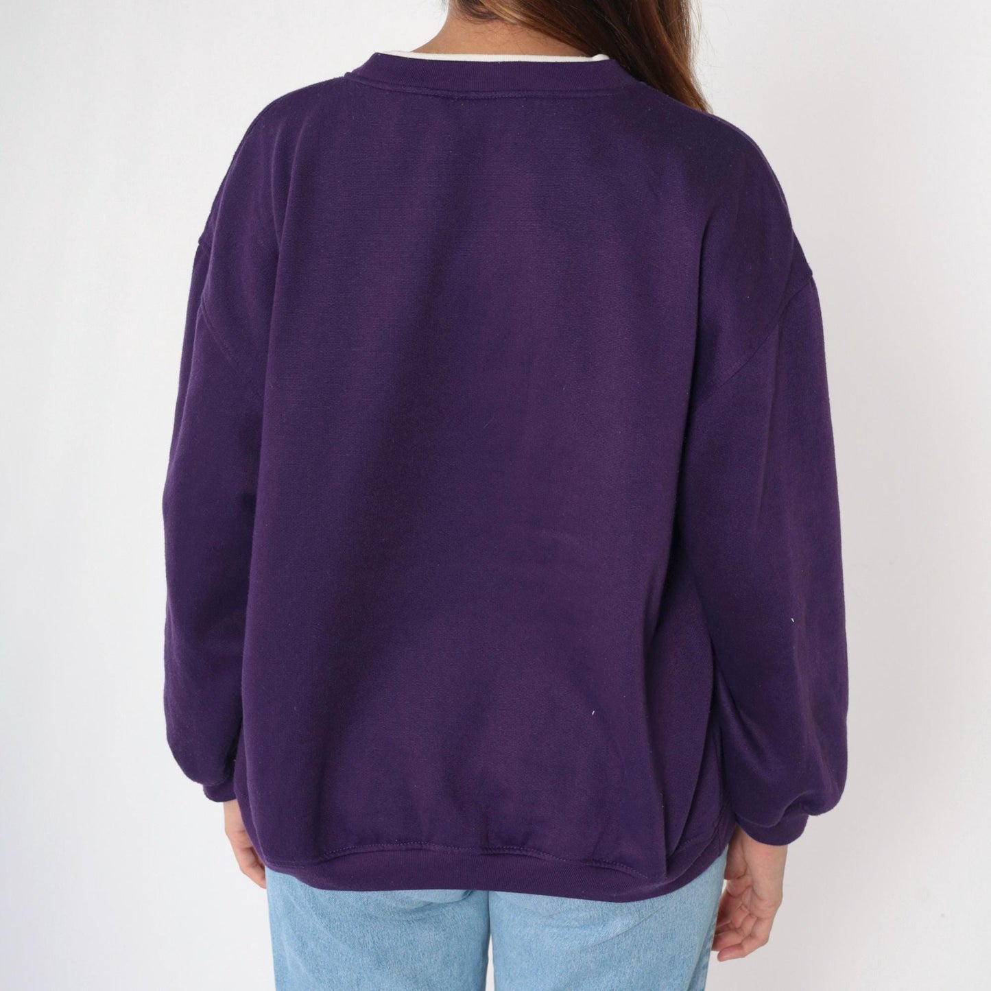90s Duck Pheasant Waterfowl Graphic Sweatshirt Blue Crewneck Large
