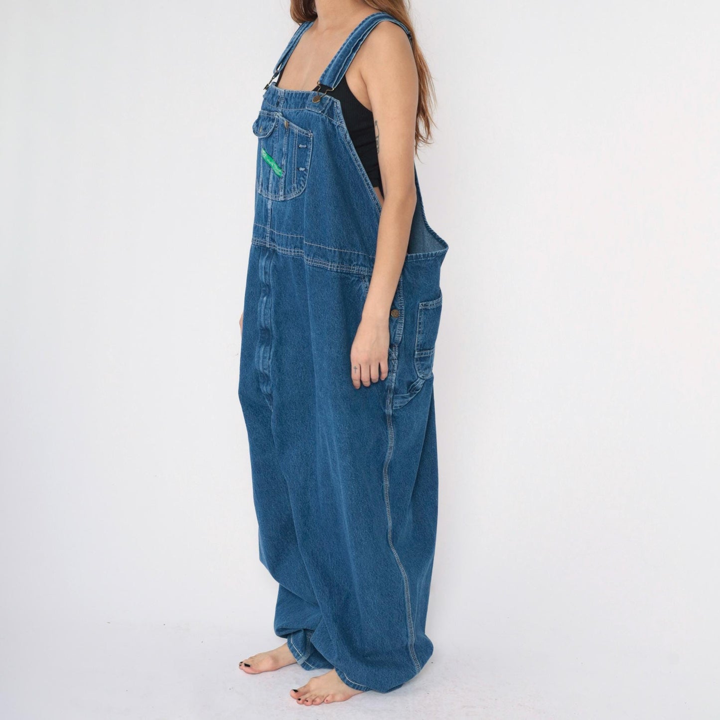 80s Key Imperial Blue Denim Overalls Baggy Carpenter Dungarees Men's 3XL