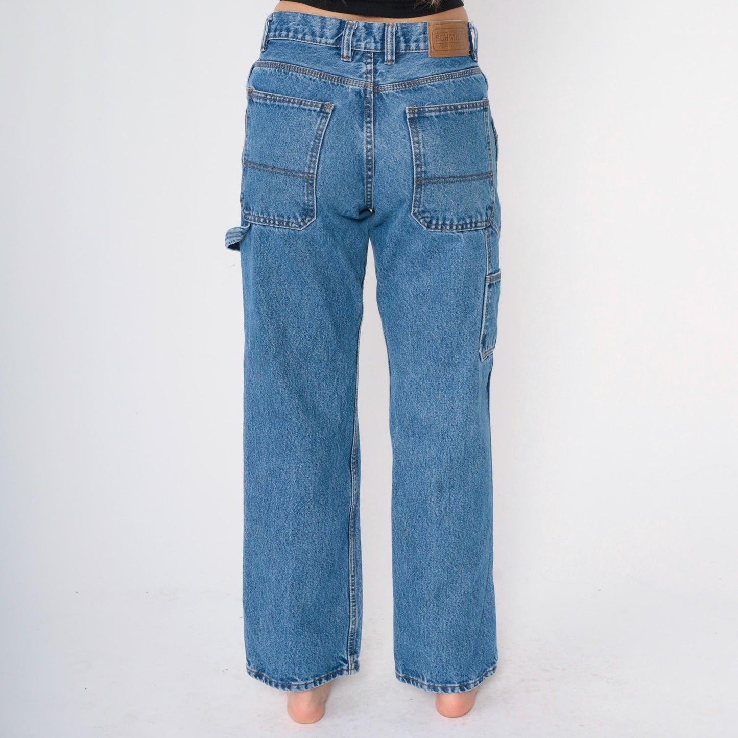 Schmidt Workwear High Rise Straight Leg Jeans Hammer Loop Light Wash 30x32