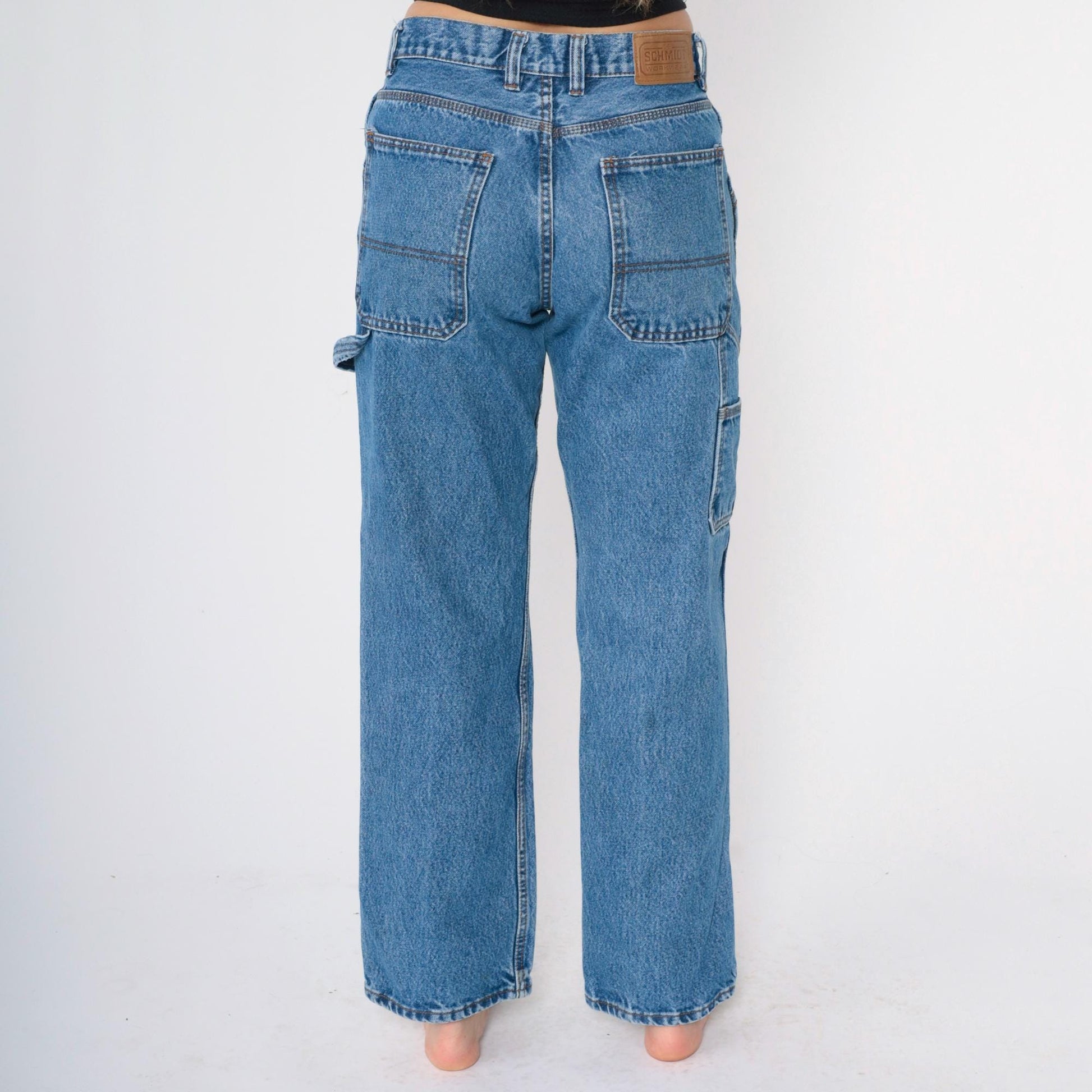 Schmidt Workwear High Rise Straight Leg Jeans Hammer Loop Light Wash 30x32