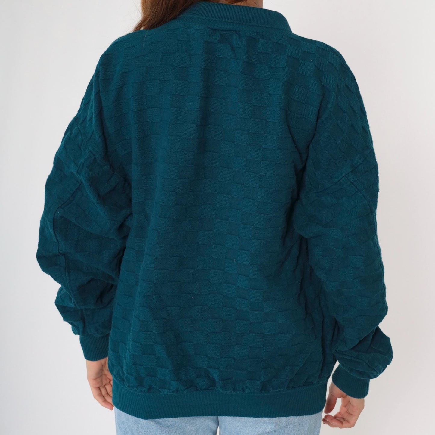 90s Alaska Wilderness Club Teal Sweatshirt Collared Cotton Large L