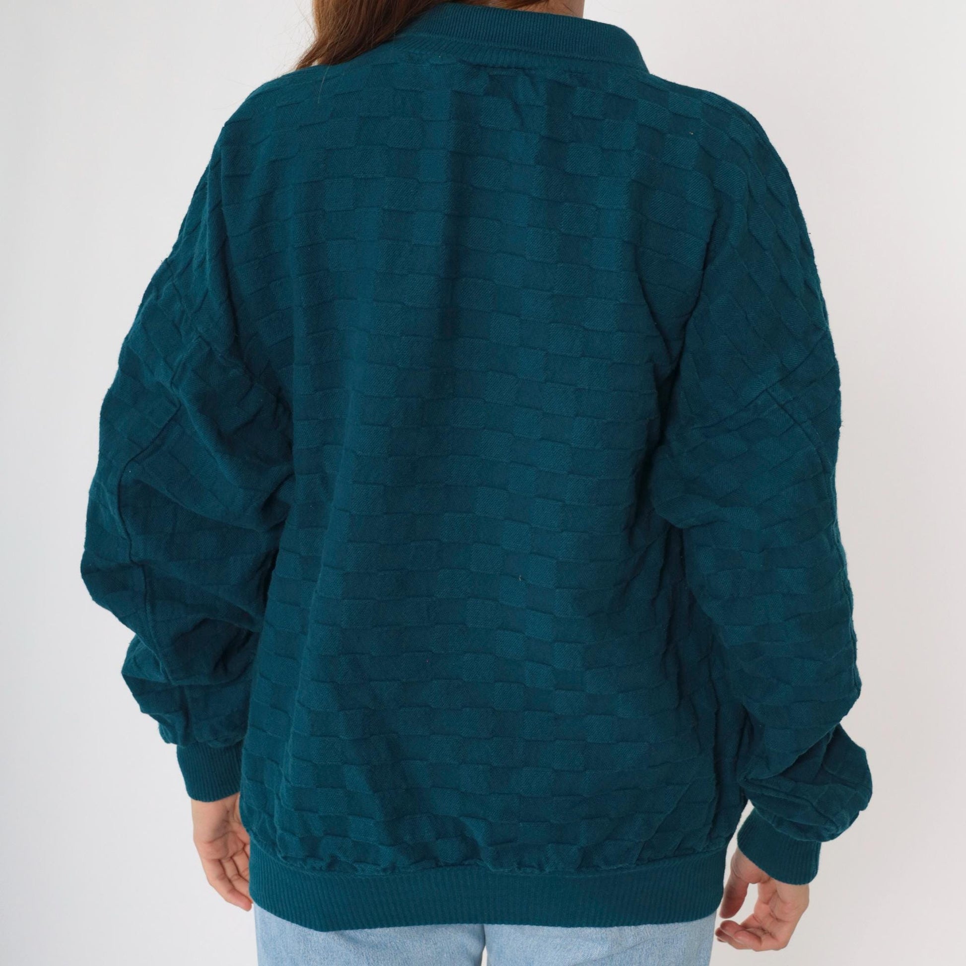 90s Alaska Wilderness Club Teal Sweatshirt Collared Cotton Large L
