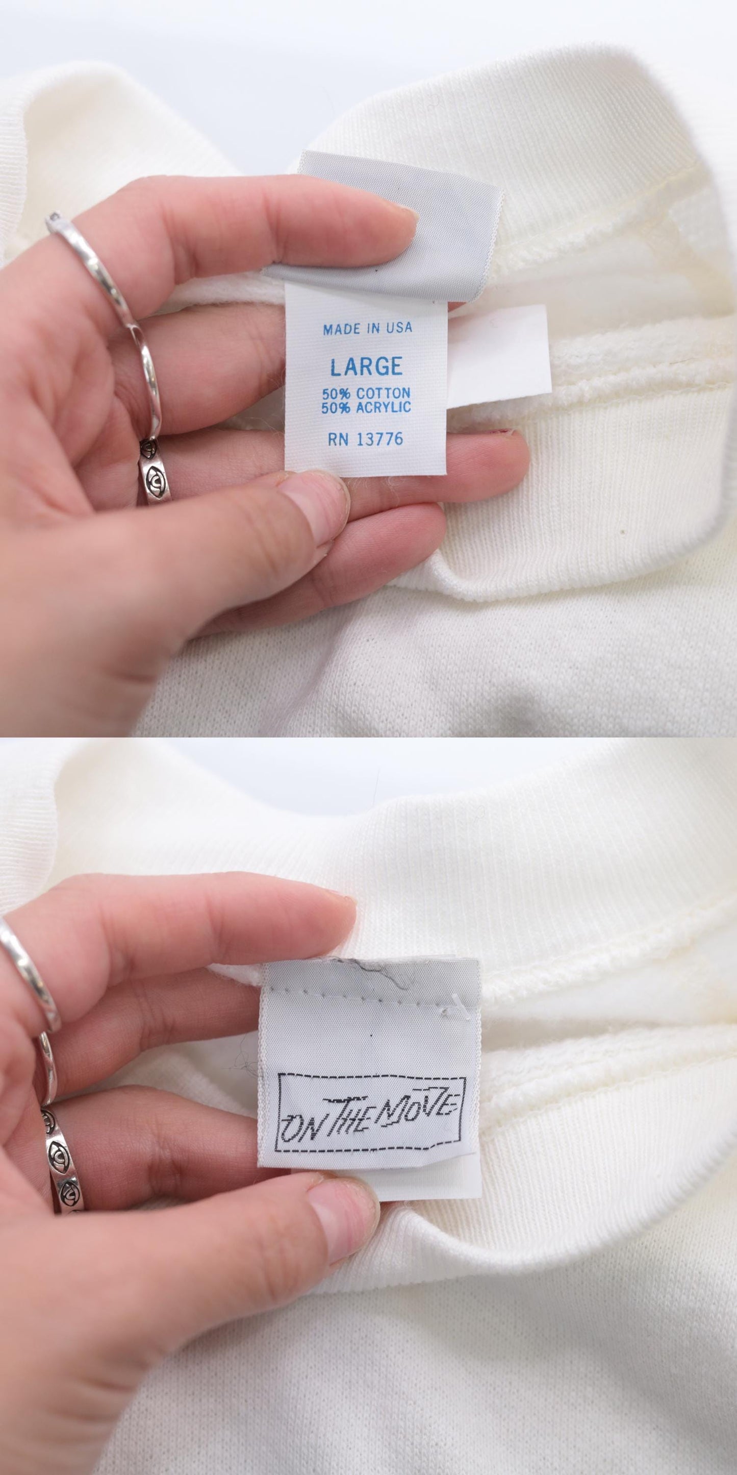 80s Plain White Raglan Sweatshirt Crewneck Pullover Medium