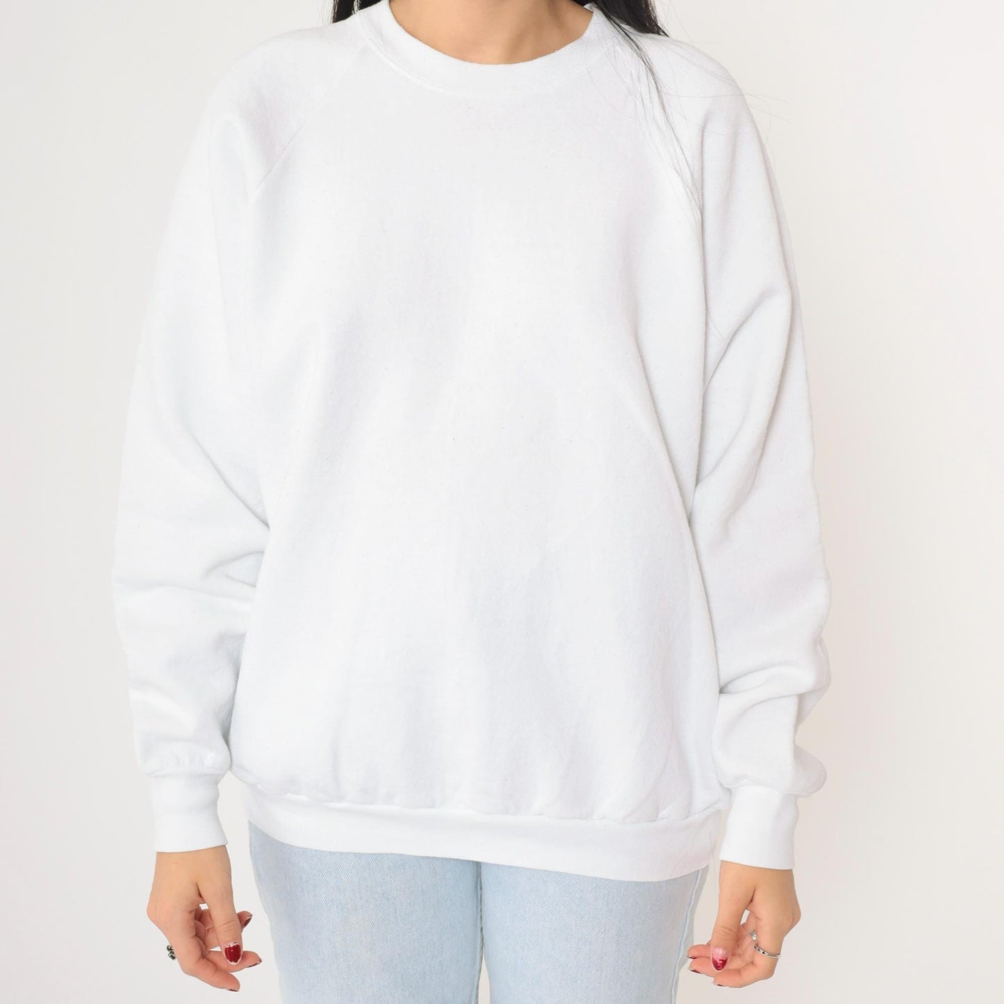 90s Fruit of the Loom White Raglan Sweatshirt Crewneck Pullover Extra Large XL