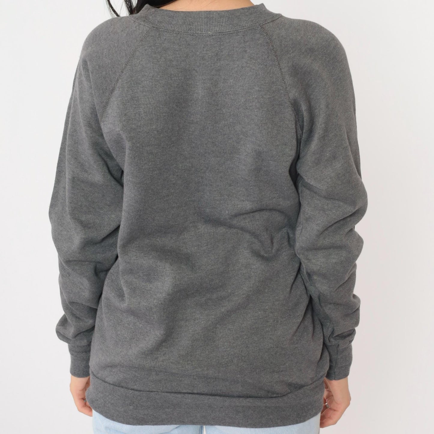 90s Jerzees Crewneck Sweatshirt Heather Grey Raglan Medium