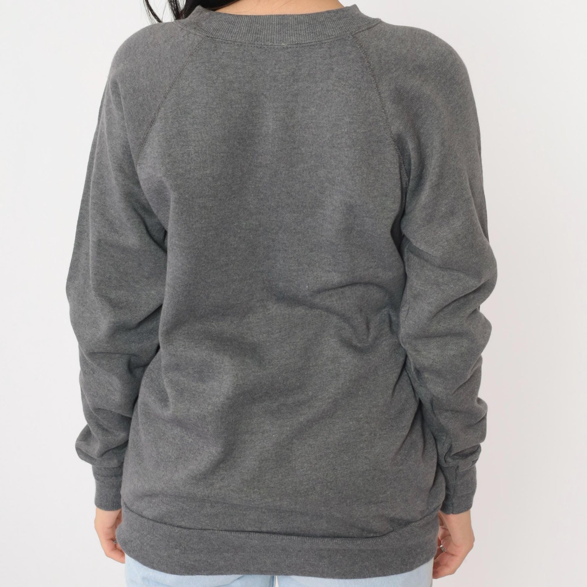 90s Jerzees Crewneck Sweatshirt Heather Grey Raglan Medium