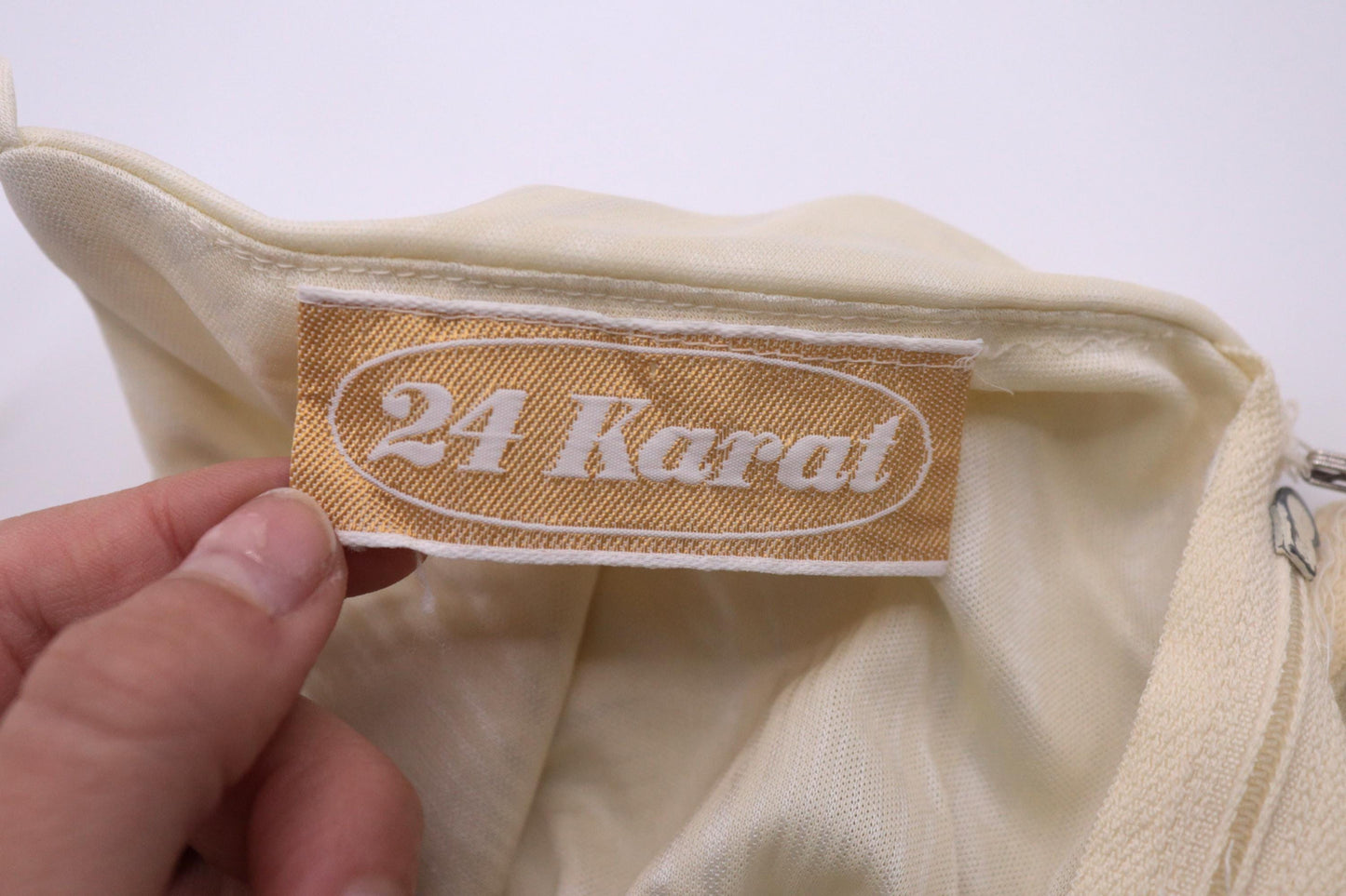 70s Cream Spaghetti Strap Midi Dress Hanky Hem High Waist Small