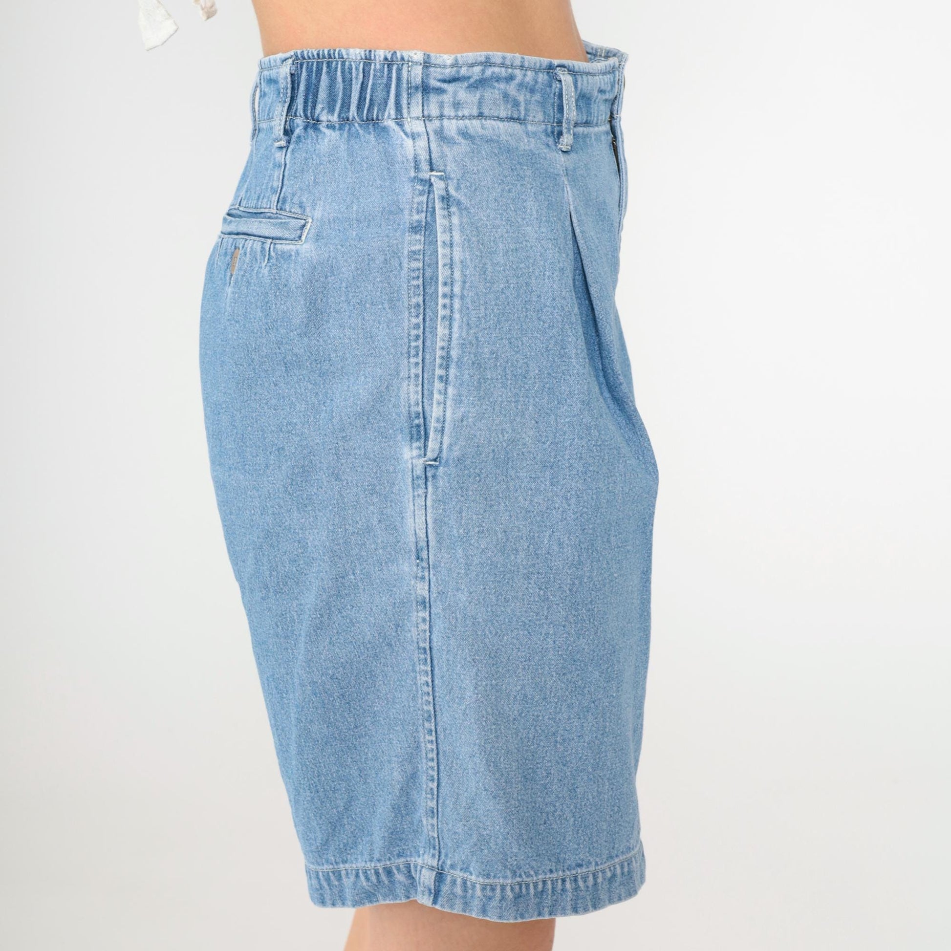 90s Chico's Denim Shorts Pleated High Waist Blue Jean Shorts XS